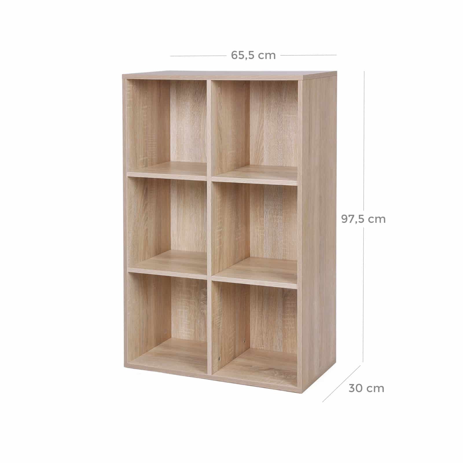Bücherregal mit 6 Fächern Holzoptik-LBC203H Bücherregal mit 6 Fächern Holzoptik-LBC203H
