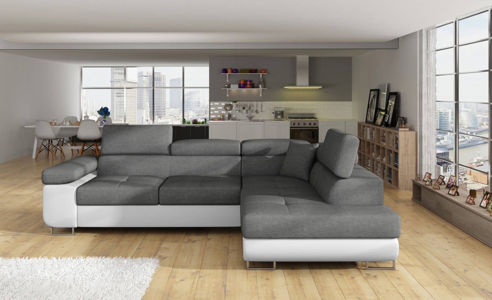 Eltap Ecksofa Anton mit Schlaffunktion & Bettkasten | Sawanna/Soft