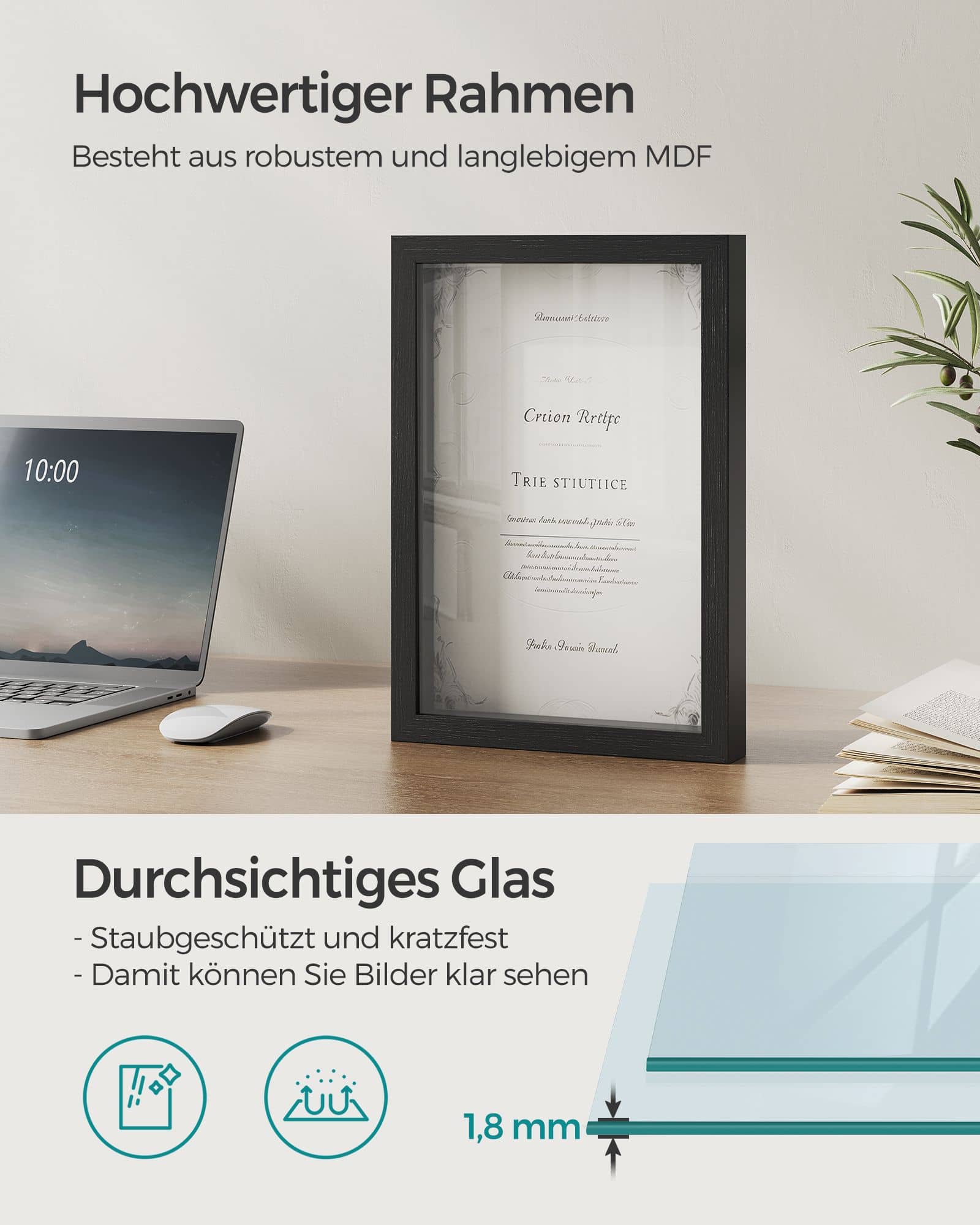 Bilderrahmen A4 mit Wandhaken eschenschwarz Bilderrahmen A4 mit Wandhaken eschenschwarz