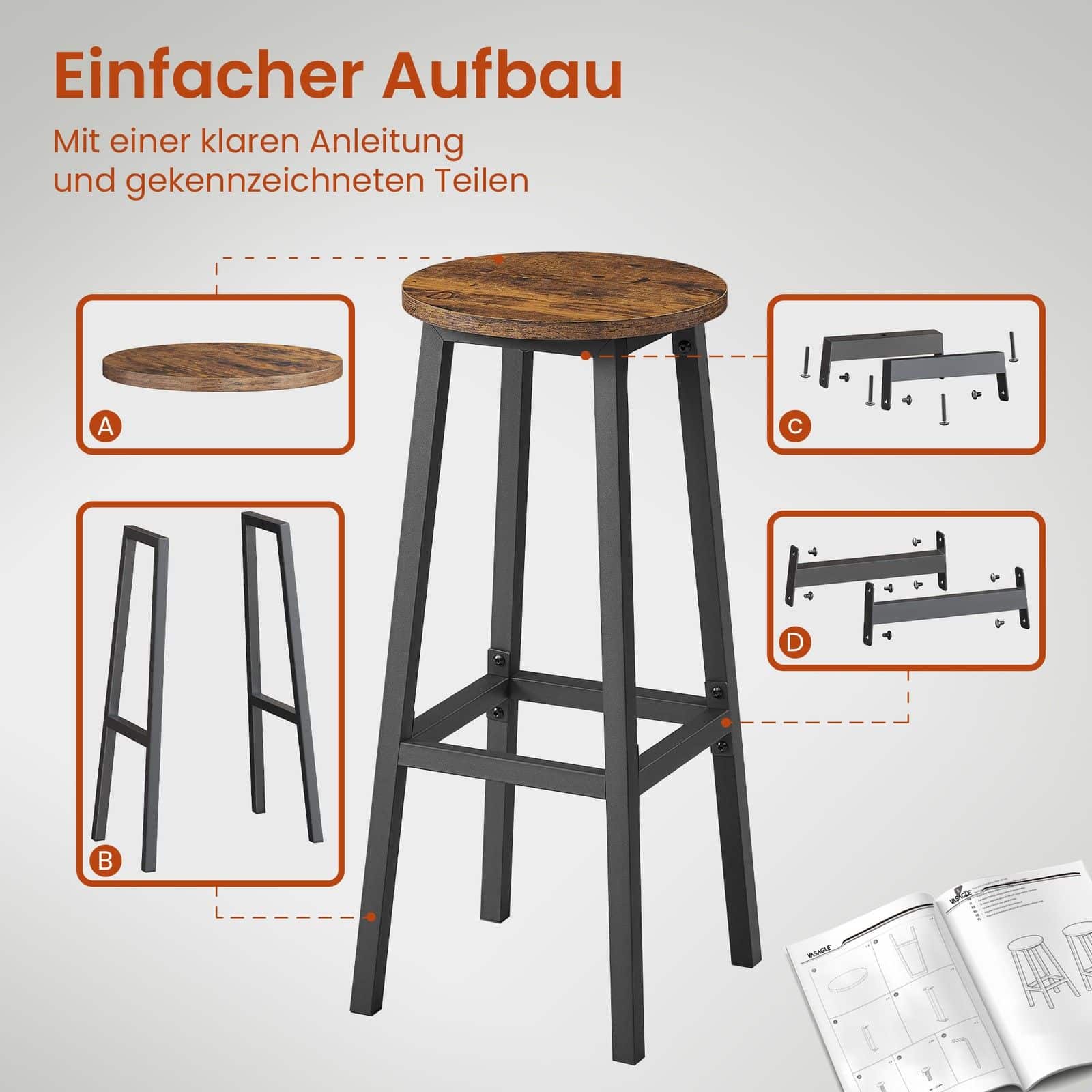 Barhocker, 2er Set, Barstühle