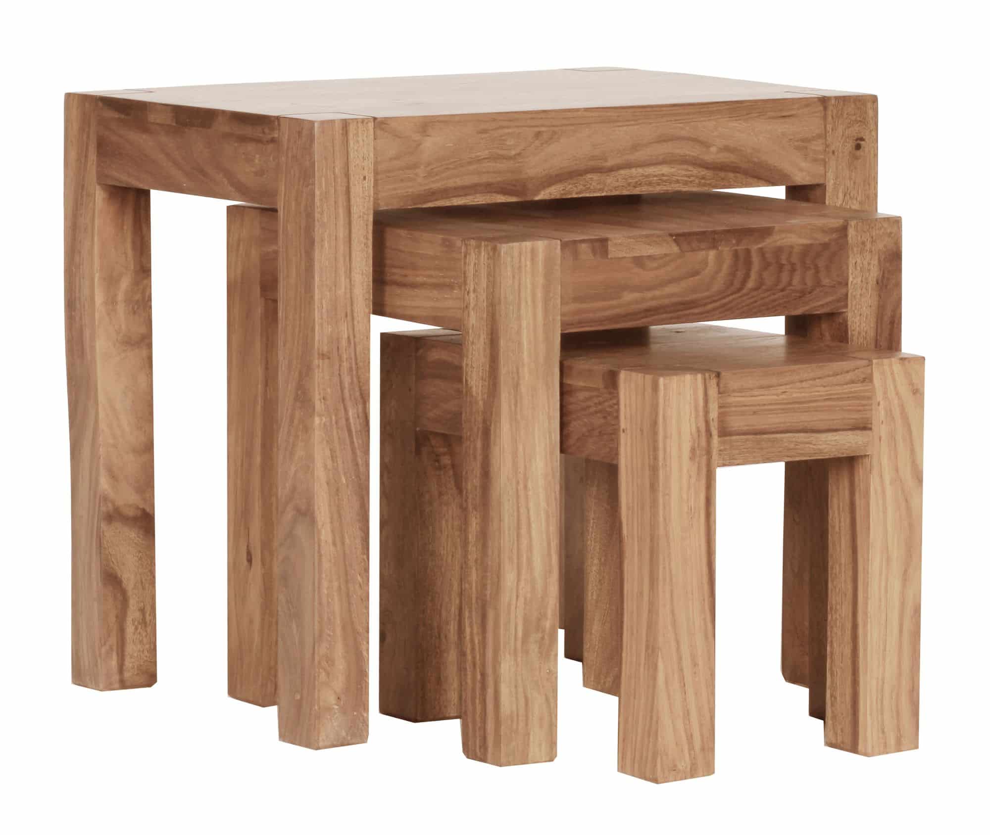 3er Set MUMBAI Satztisch Massiv-Holz Akazie Wohnzimmer-Tisch Landhaus-Stil Beistelltisch dunkel-braun Naturholz 3er Set MUMBAI Satztisch Massiv-Holz Akazie Wohnzimmer-Tisch Landhaus-Stil Beistelltisch dunkel-braun Naturholz
