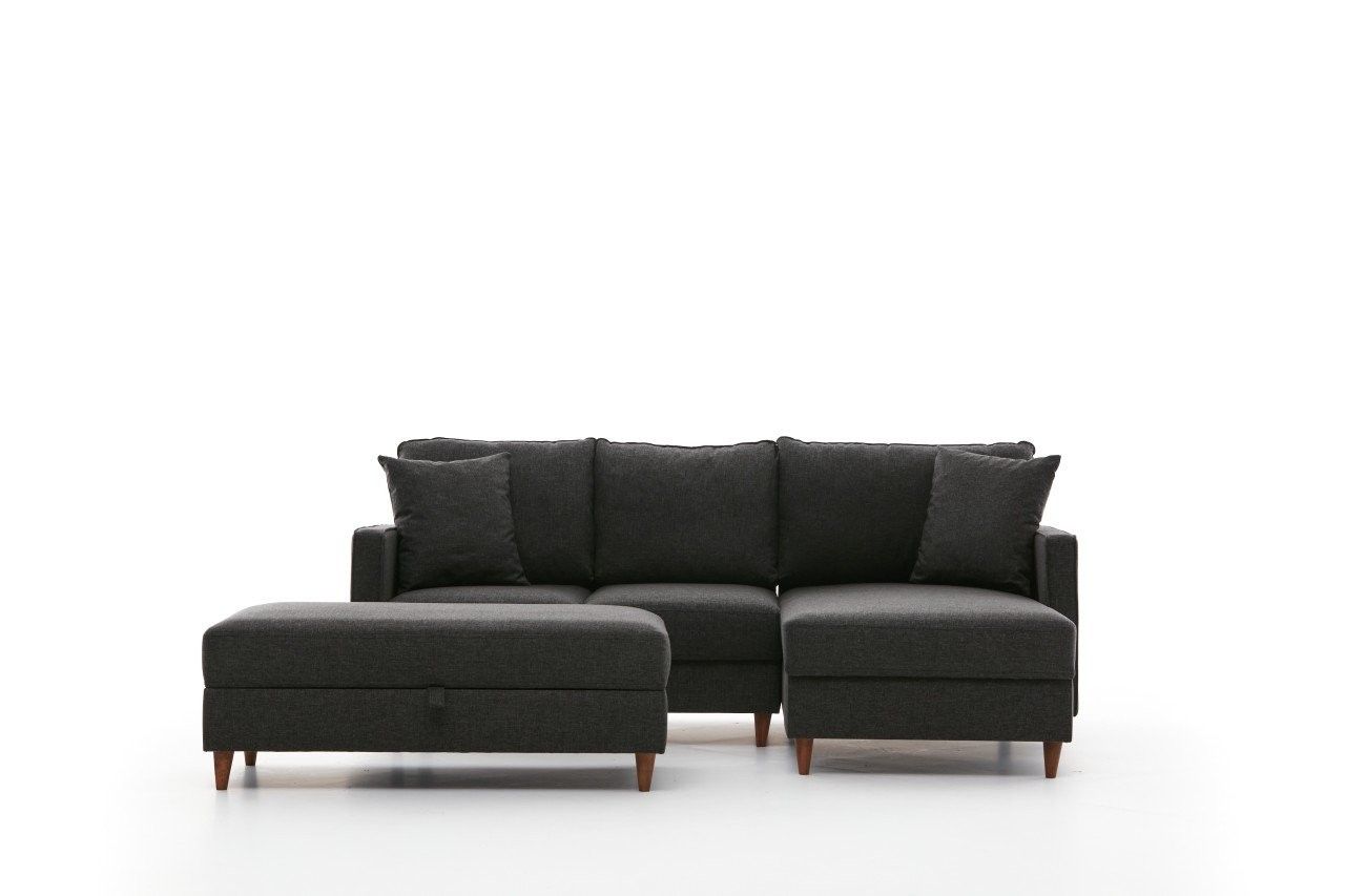 Ecksofa Eva – Skandinavischer Stil inkl. Hocker