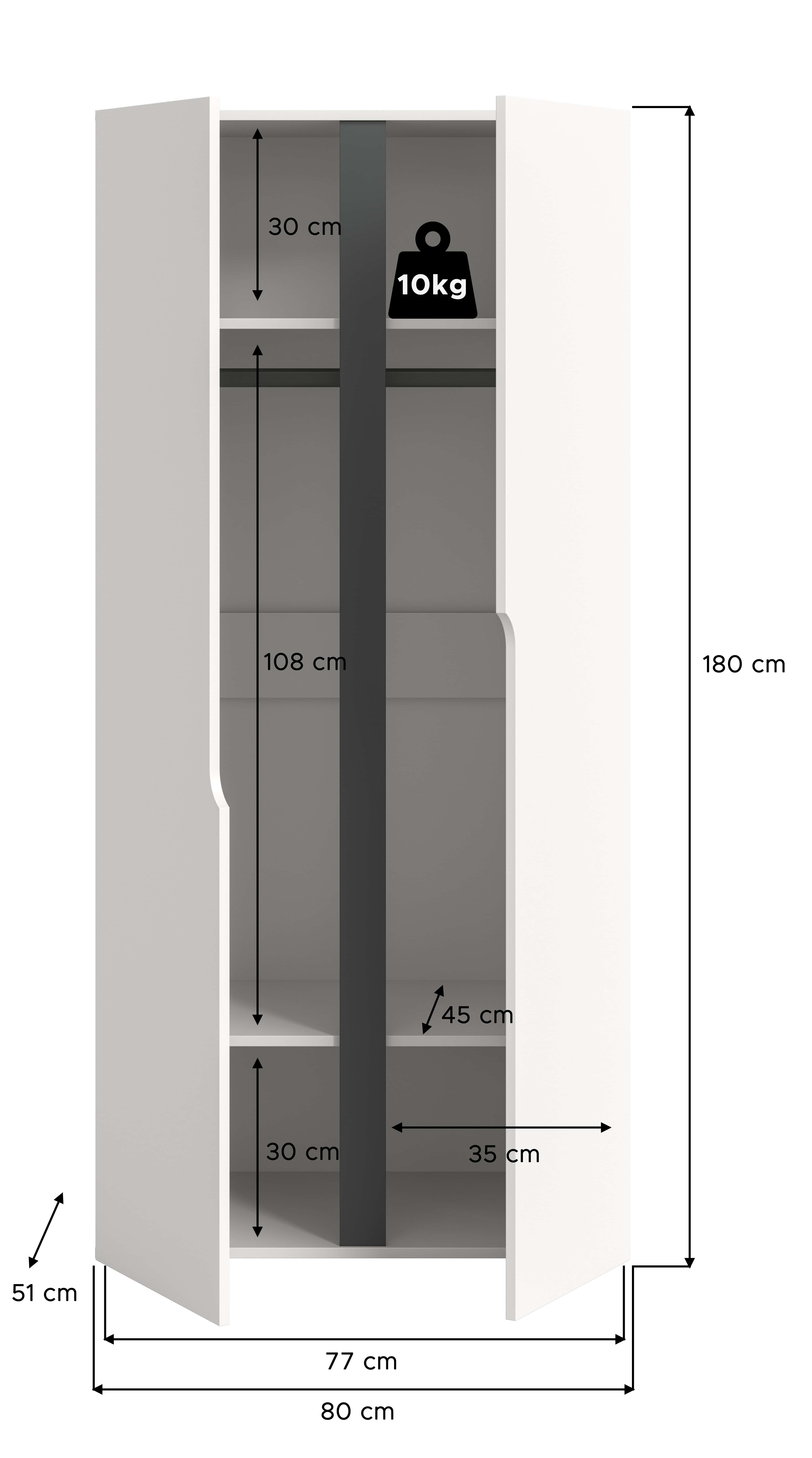 Anga Kleiderschrank 2-türig