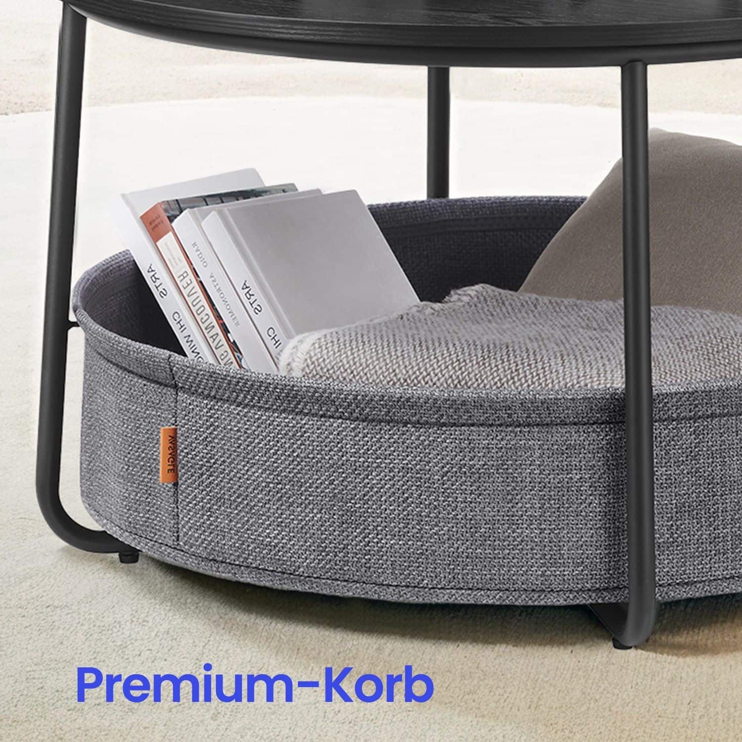 Couchtisch mit Korb aus Stoff tintenschwarz-schiefergrau Couchtisch mit Korb aus Stoff tintenschwarz-schiefergrau