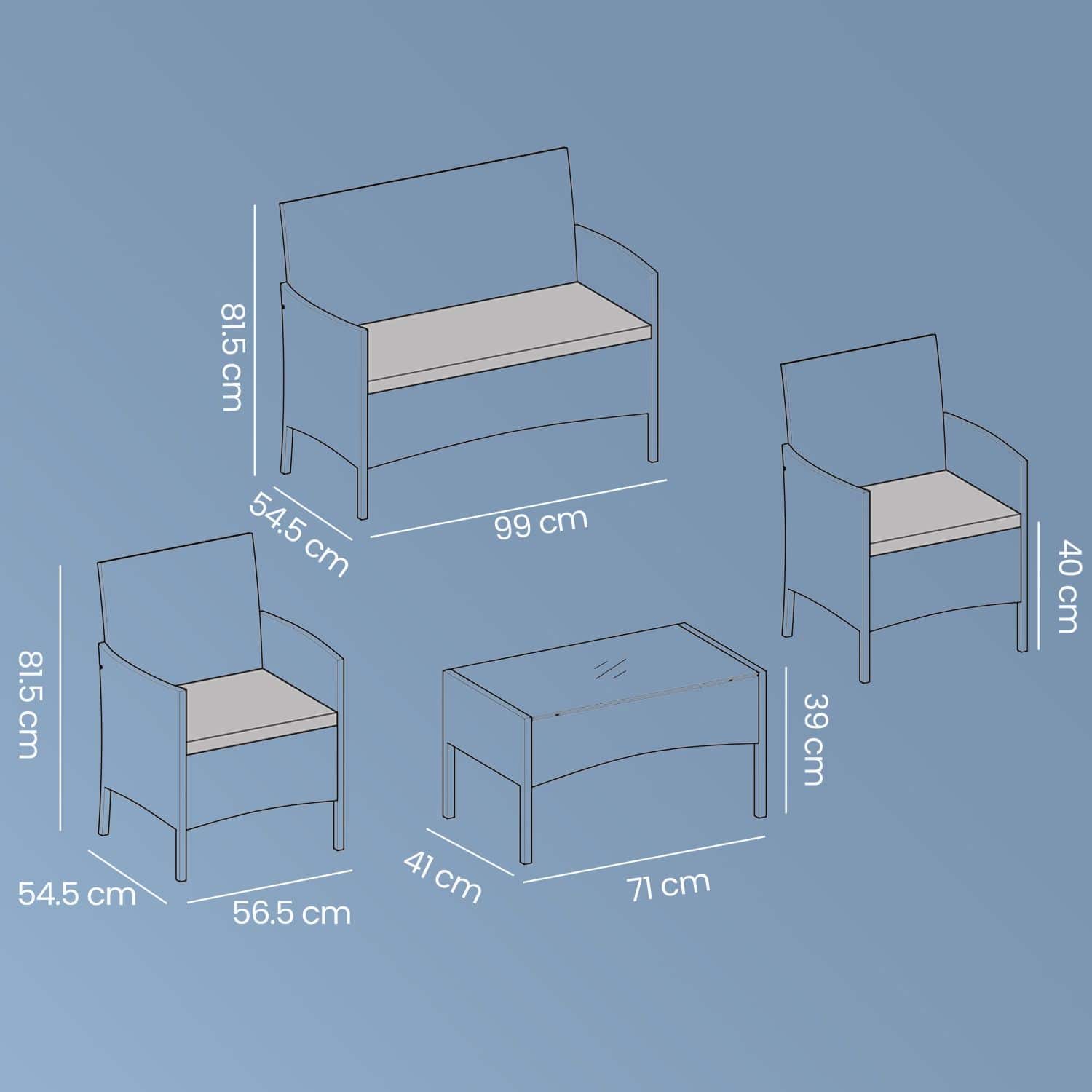 Balkonmöbel, Gartenmöbel-Set, aus PE-Polyrattan Balkonmöbel, Gartenmöbel-Set, aus PE-Polyrattan