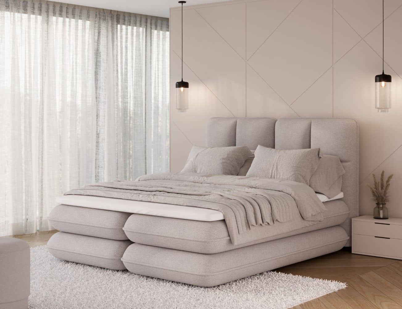 Boxspringbett Tonila von Eltap – Paolli Mikrofaser Beige |Topper Boxspringbett Tonila von Eltap – Paolli Mikrofaser Beige |Topper