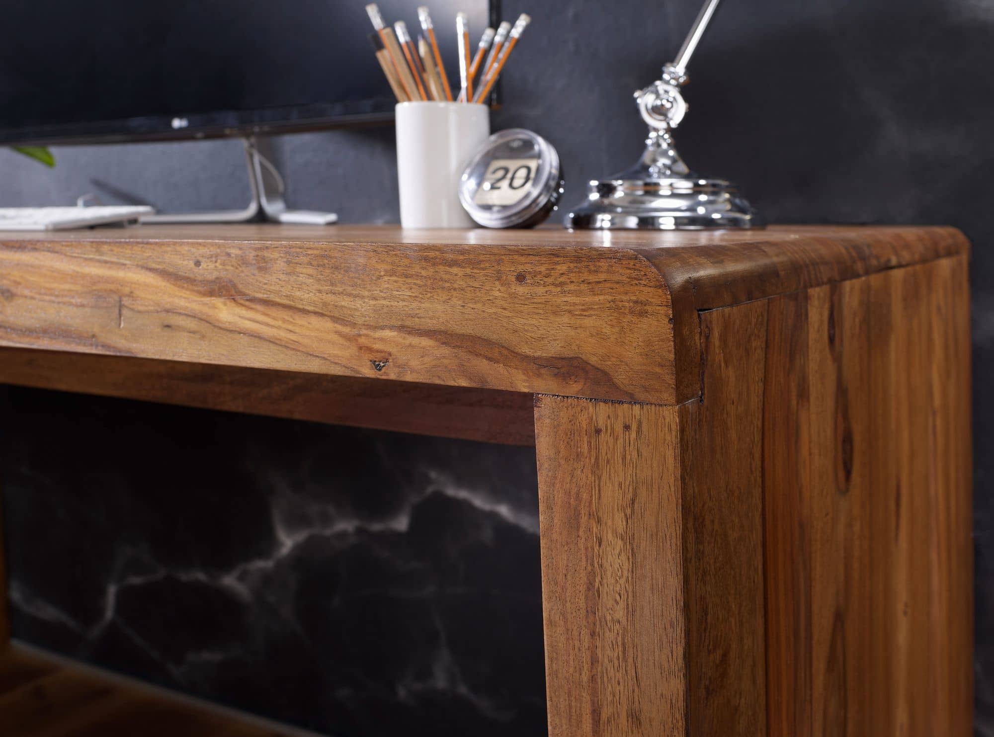 Schreibtisch BOHA Massiv-Holz Sheesham Computertisch 180 cm breit Echtholz Design Ablage Büro-Tisch Landhaus-Stil Schreibtisch BOHA Massiv-Holz Sheesham Computertisch 180 cm breit Echtholz Design Ablage Büro-Tisch Landhaus-Stil