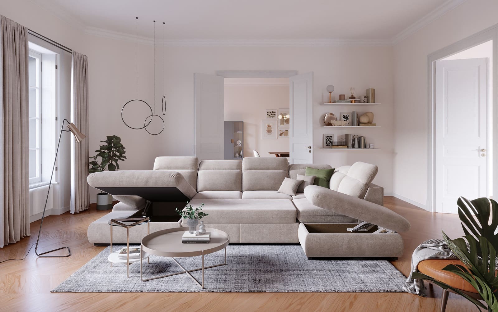 Lorena Wohnlandschaft mit Schlaffunktion und Bettkasten - Cotta