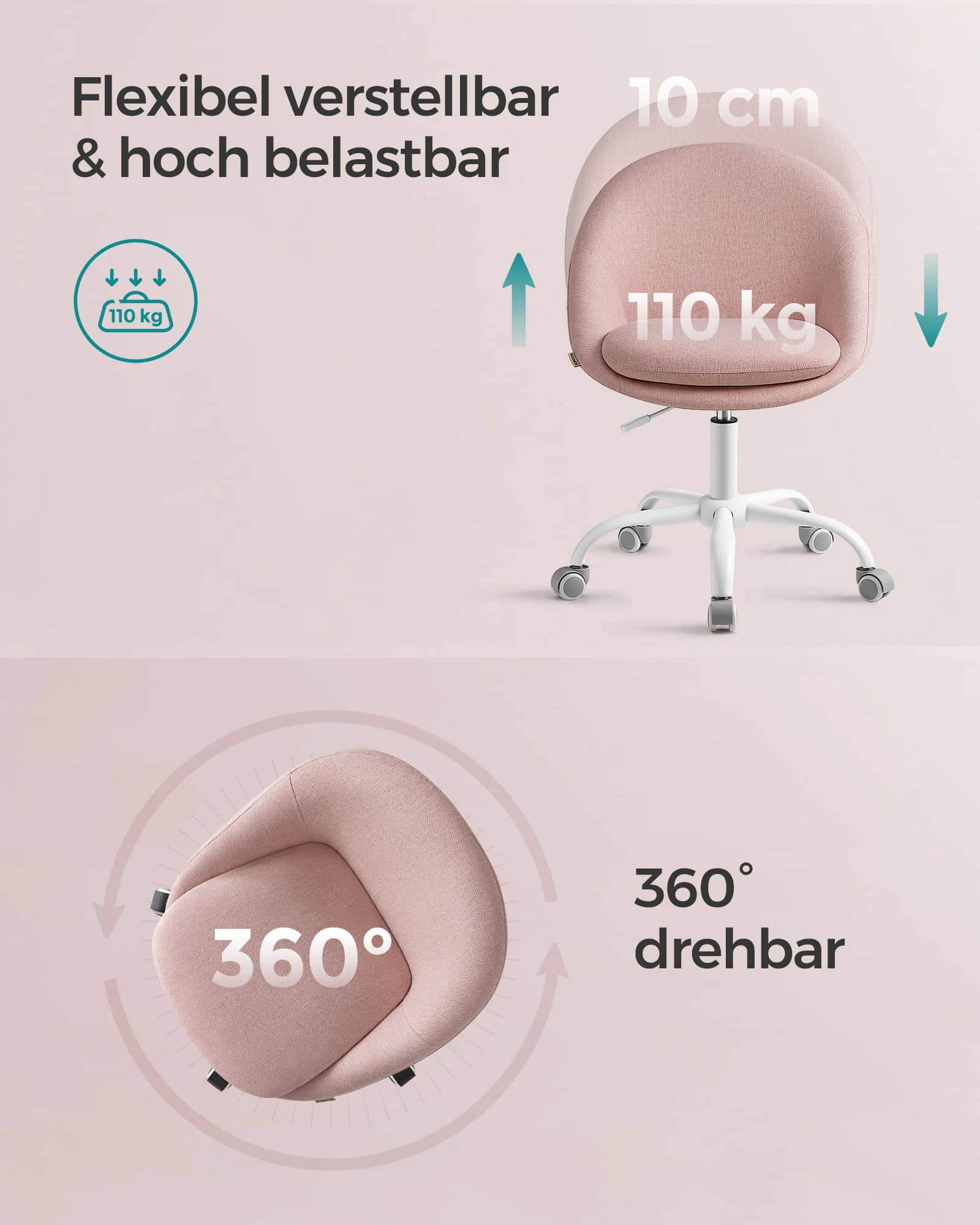 Homeoffice Stuhl höhenverstellbar rosa-B34OBG020P01 Homeoffice Stuhl höhenverstellbar rosa-B34OBG020P01