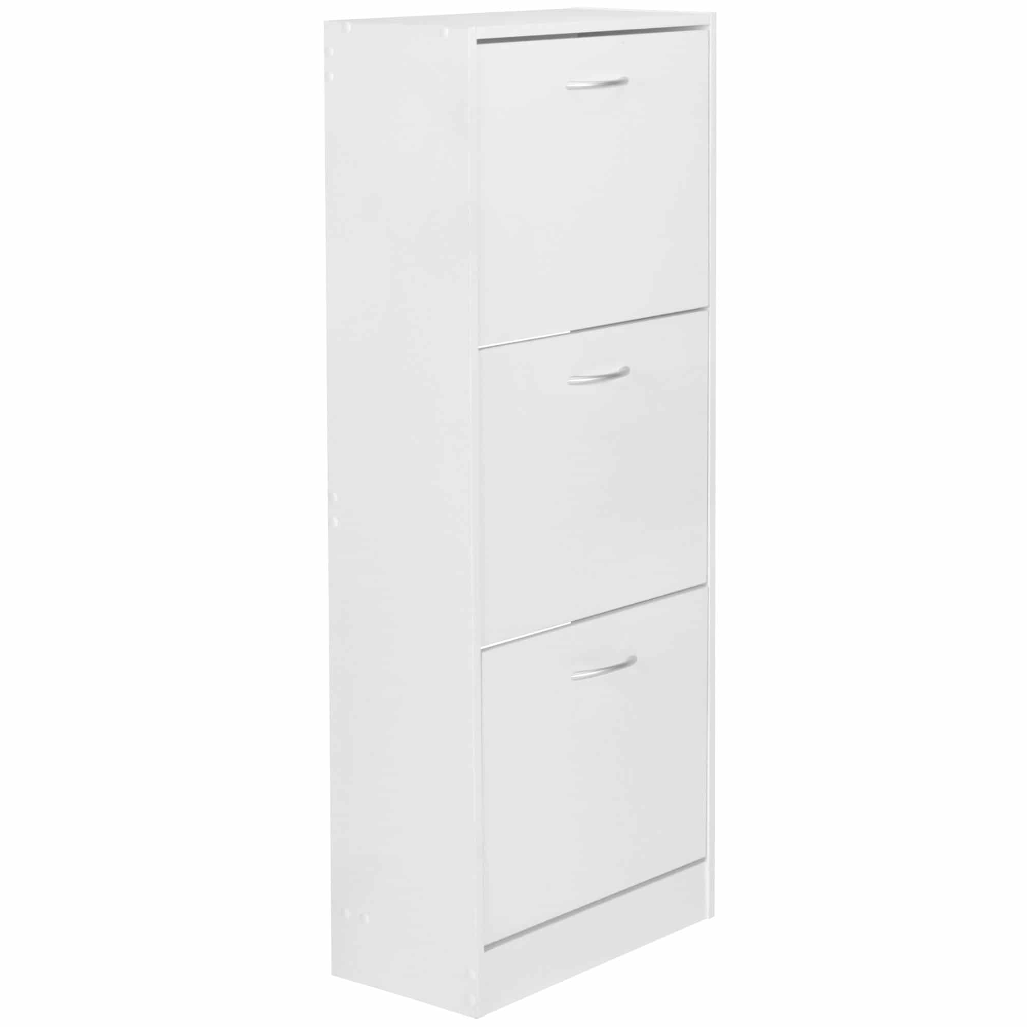 43446-WOHNLING-Schuhschrank-3-Faecher-WL5-035-WL5_5 Schuhschrank mit 3 Fächern zum Klappen Schuhkommode 125 cm Schuhregal für 18 Paar Schuhe Kommode Schuhkipper modern