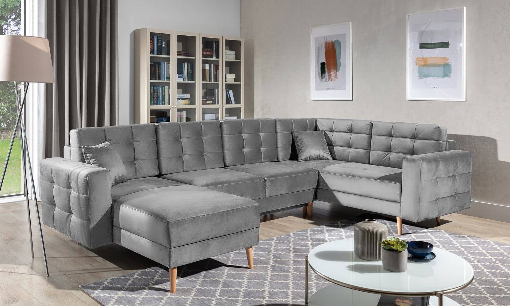 Wohnlandschaft Asgard U Grau – Sofa mit Bettkasten & Stil |beidseitig montierbar Wohnlandschaft Asgard U Grau – Sofa mit Bettkasten & Stil |beidseitig montierbar