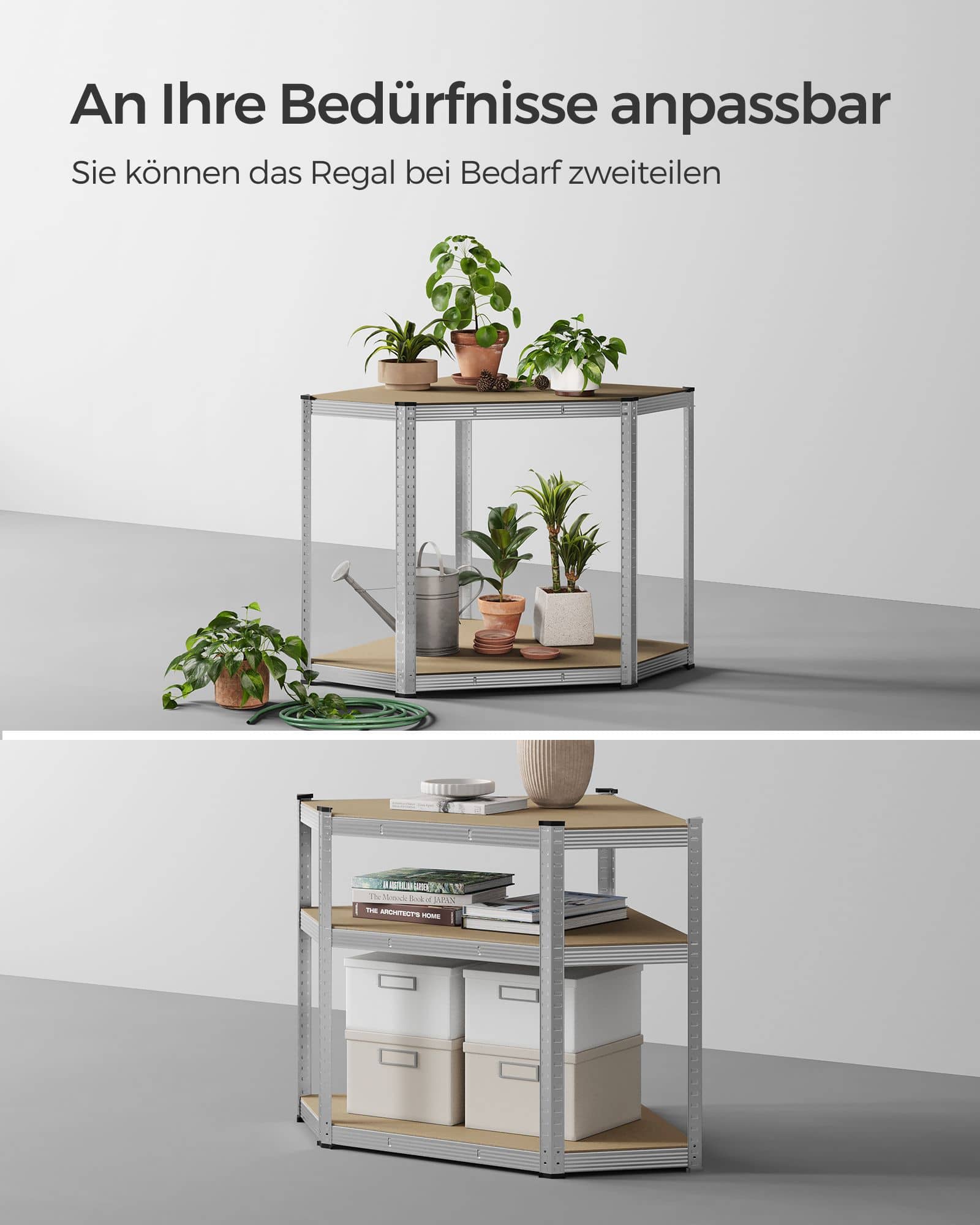 SONGMICS Eckregal 875 kg silbern-naturbeige SONGMICS Eckregal 875 kg silbern-naturbeige