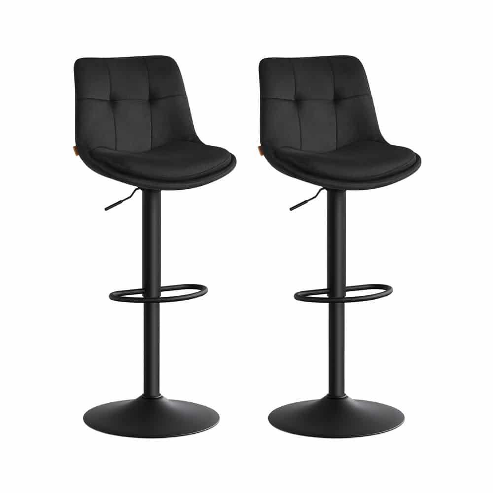 Barhocker 2er Set aus Samt höhenverstellbar drehbar tintenschwarz Barhocker 2er Set aus Samt höhenverstellbar drehbar tintenschwarz