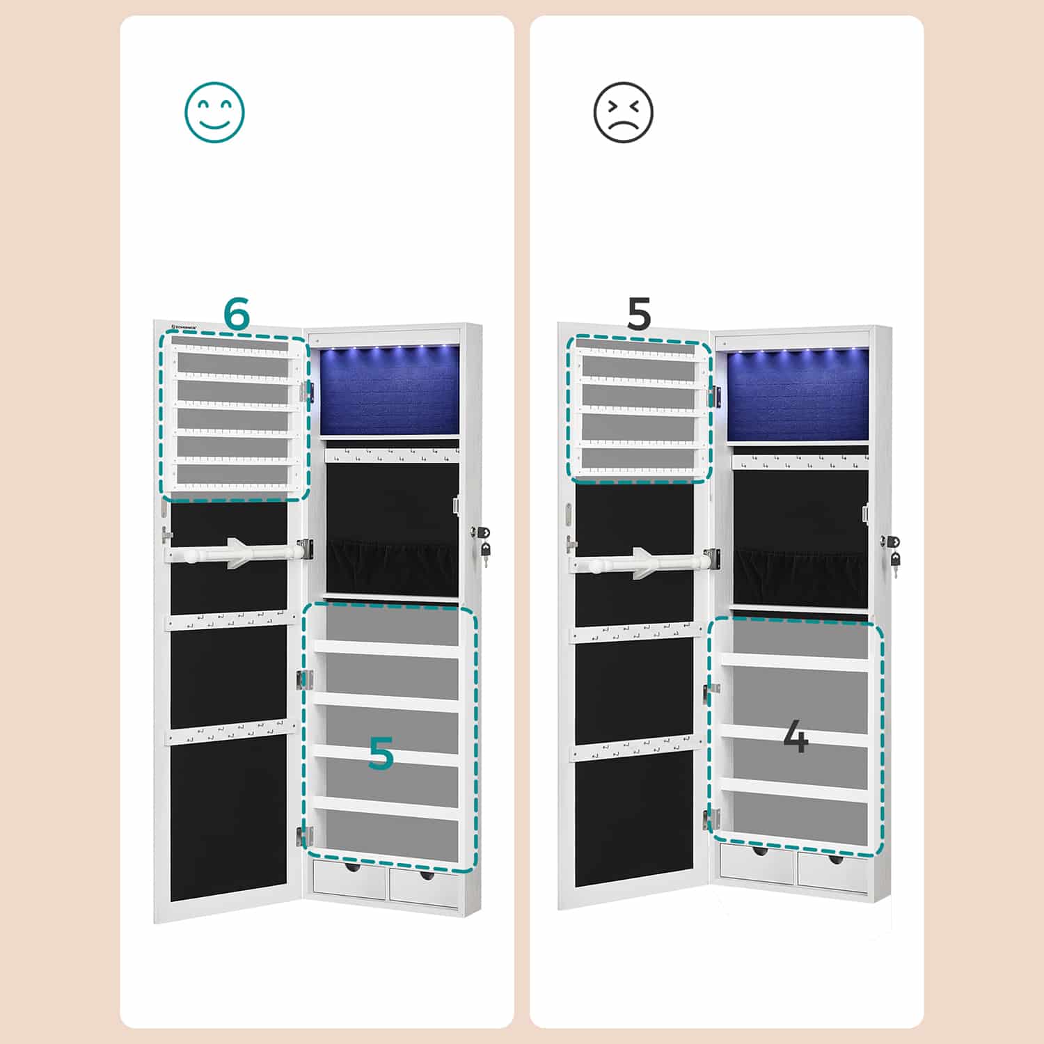 Schmuckschrank hängend ohne Rahmen-B34JJC99WT Schmuckschrank hängend ohne Rahmen-B34JJC99WT