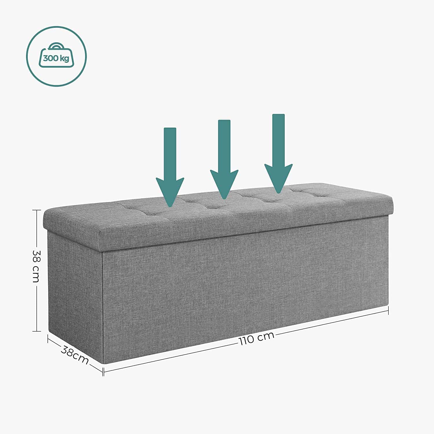 Sitzbank mit Stauraum 110 cm Hellgrau-B34LSF77G Sitzbank mit Stauraum 110 cm Hellgrau-B34LSF77G