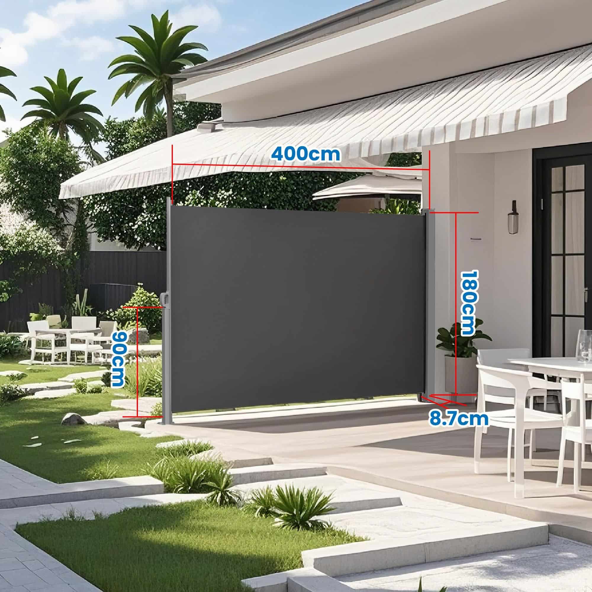 Seitenmarkise mit Stahl-Kasten, rostbeständig, ausziehbar Seitenmarkise mit Stahl-Kasten, rostbeständig, ausziehbar