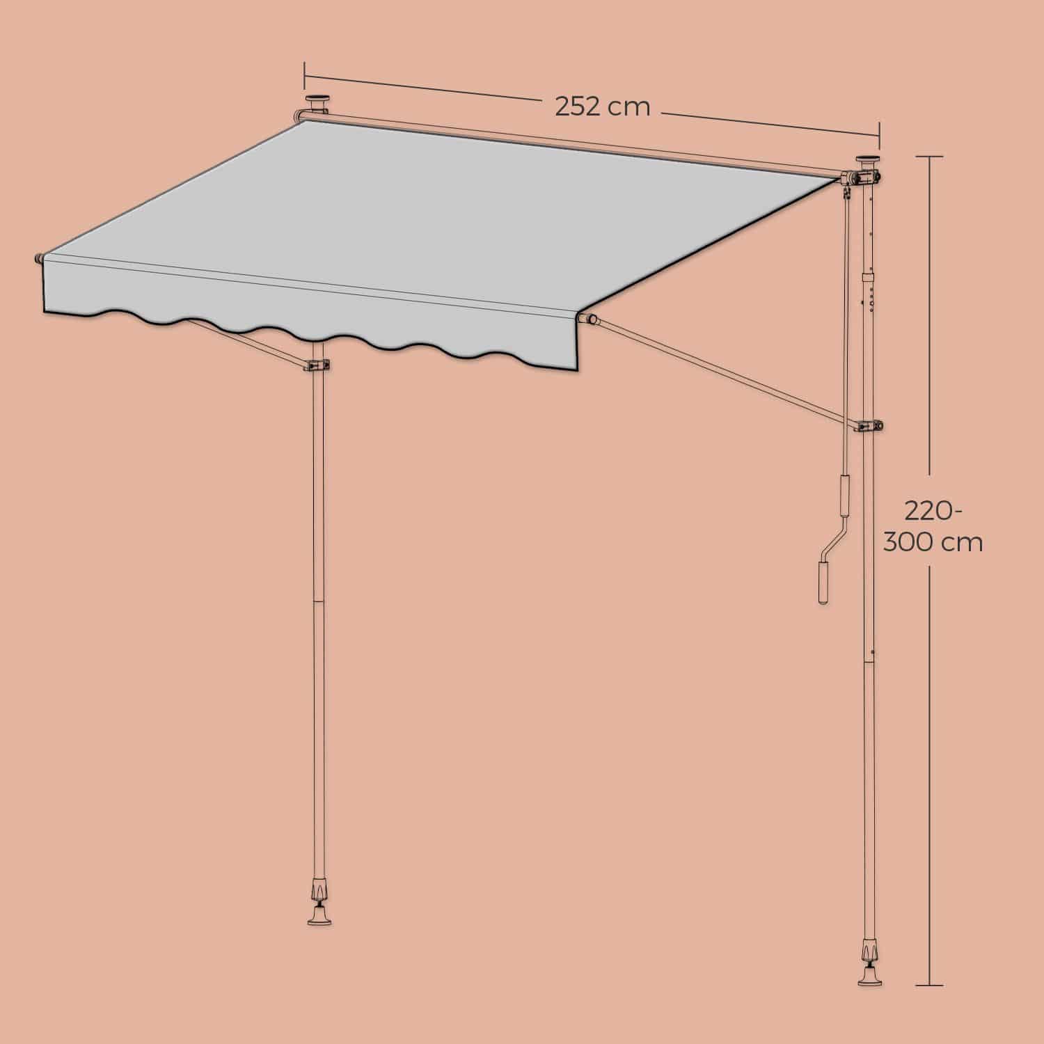 Klemmmarkise, Balkonmarkise, höhenverstellbar