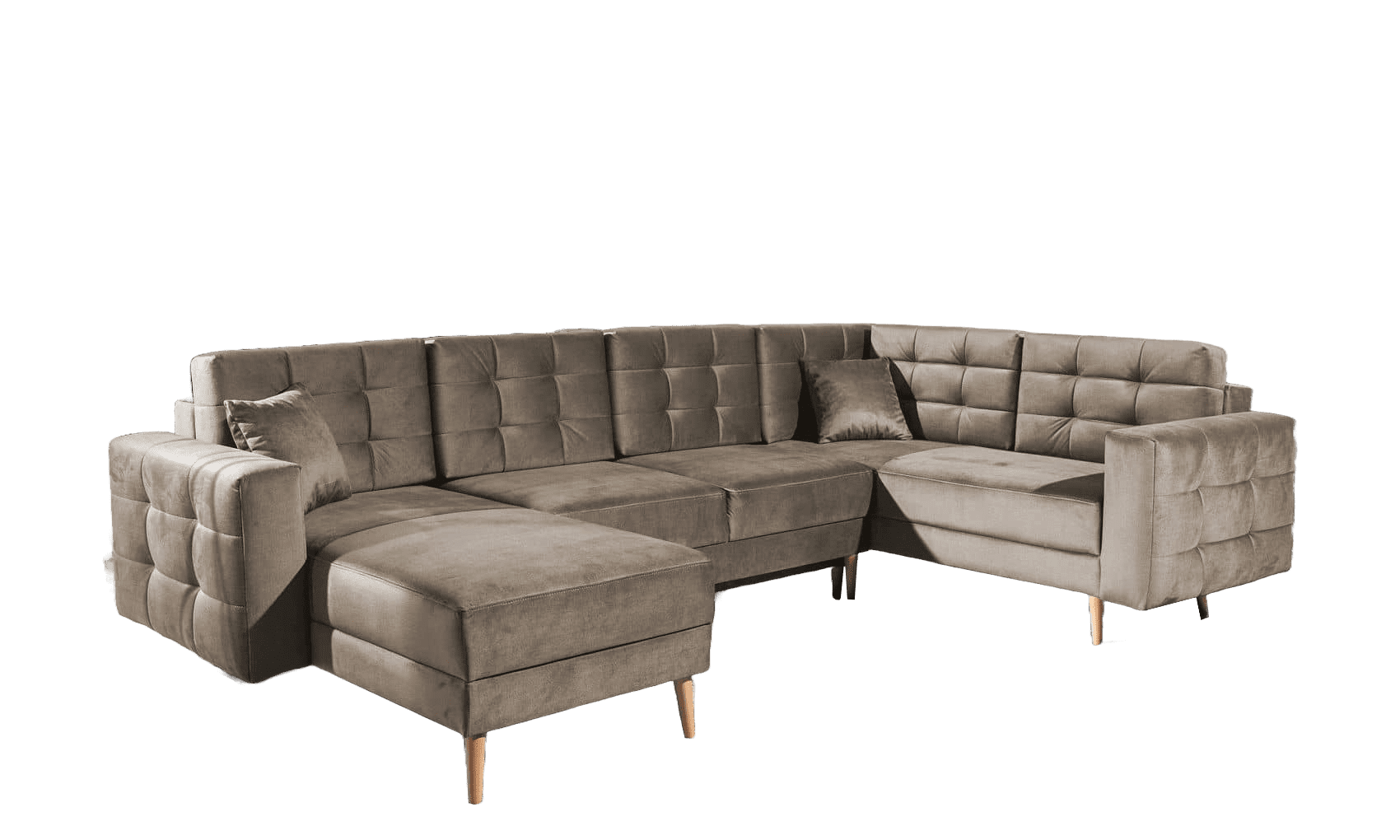 Wohnlandschaft Asgard U Hellbraun – Schlafsofa mit Stauraum | beidseitig montierbar Wohnlandschaft Asgard U Hellbraun – Schlafsofa mit Stauraum | beidseitig montierbar