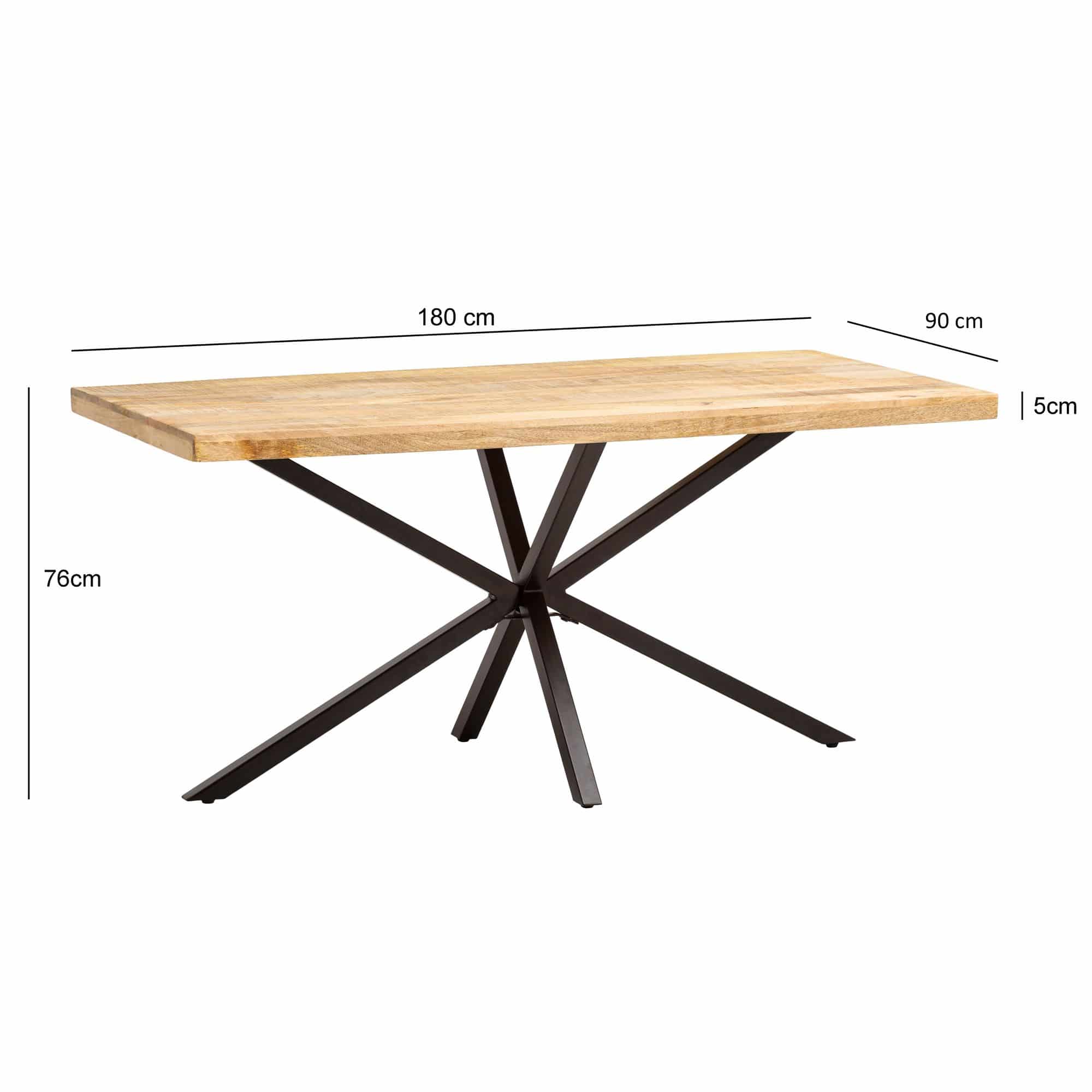 Esszimmertisch 180x90x76 cm Mango Massivholz Metall Esstisch Industrial Esszimmertisch 180x90x76 cm Mango Massivholz Metall Esstisch Industrial