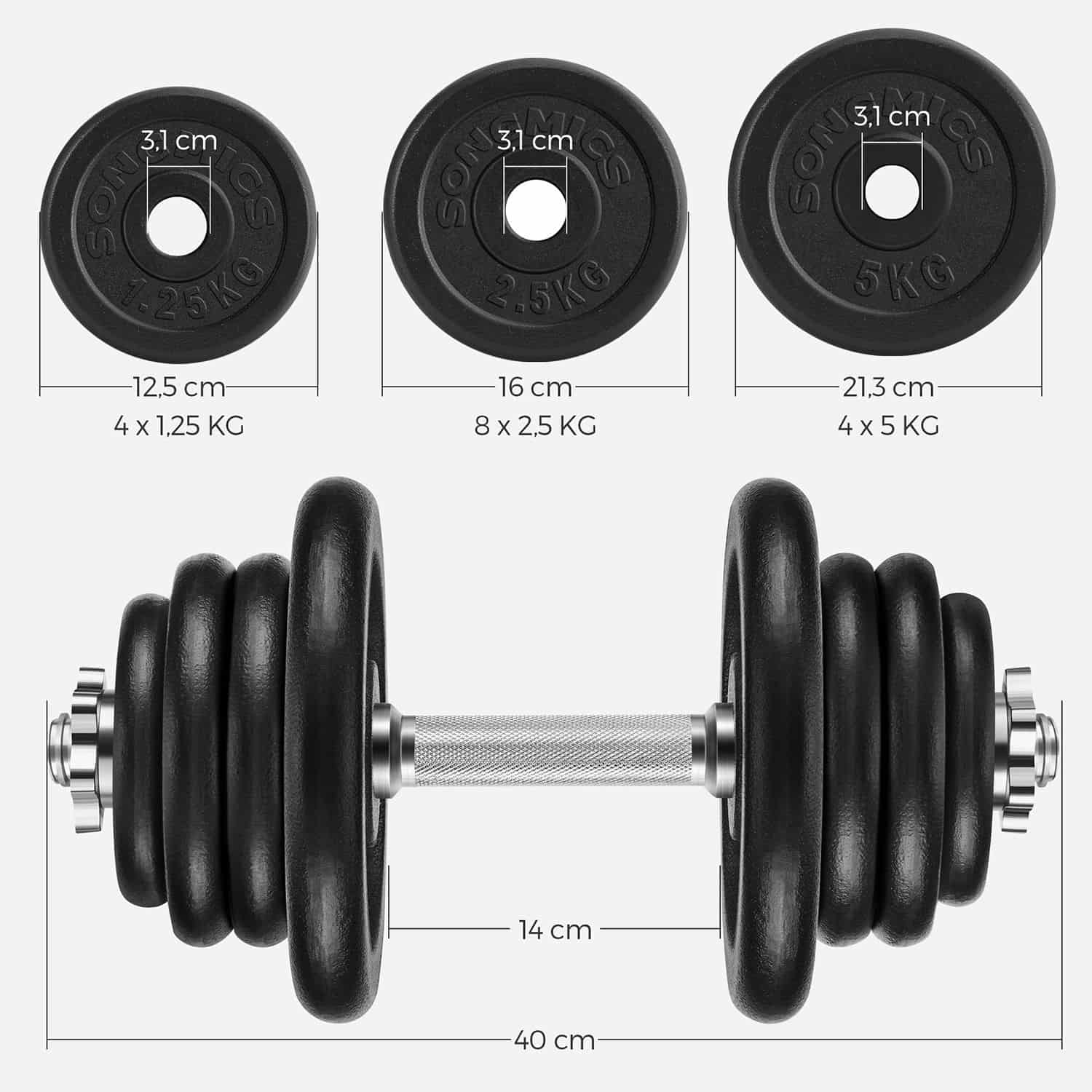 Hanteln aus Gusseisen 50 kg-B34SYL50BS Hanteln aus Gusseisen 50 kg-B34SYL50BS