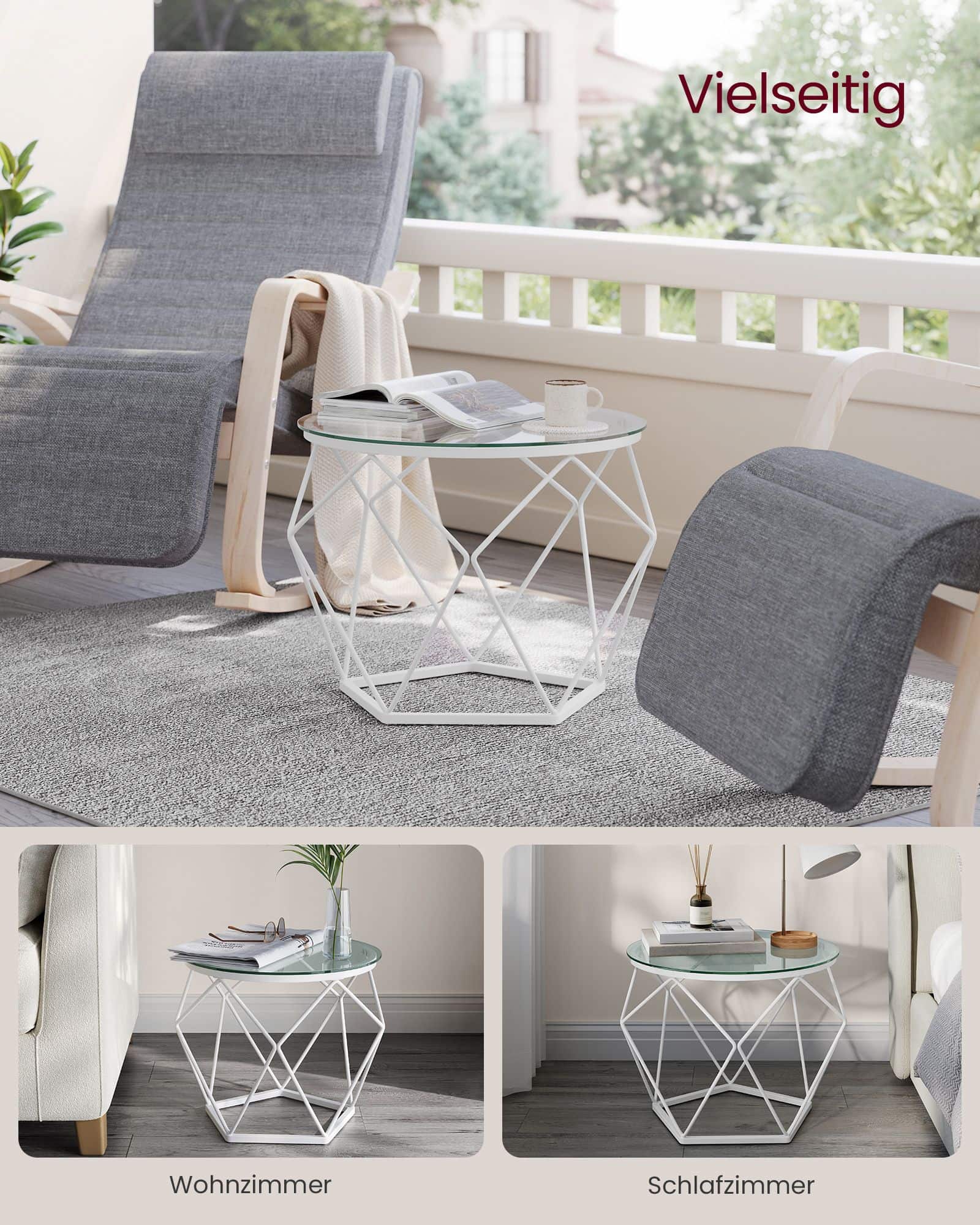 Wohnzimmertisch 2er Set modern transparent-wolkenweiß Wohnzimmertisch 2er Set modern transparent-wolkenweiß
