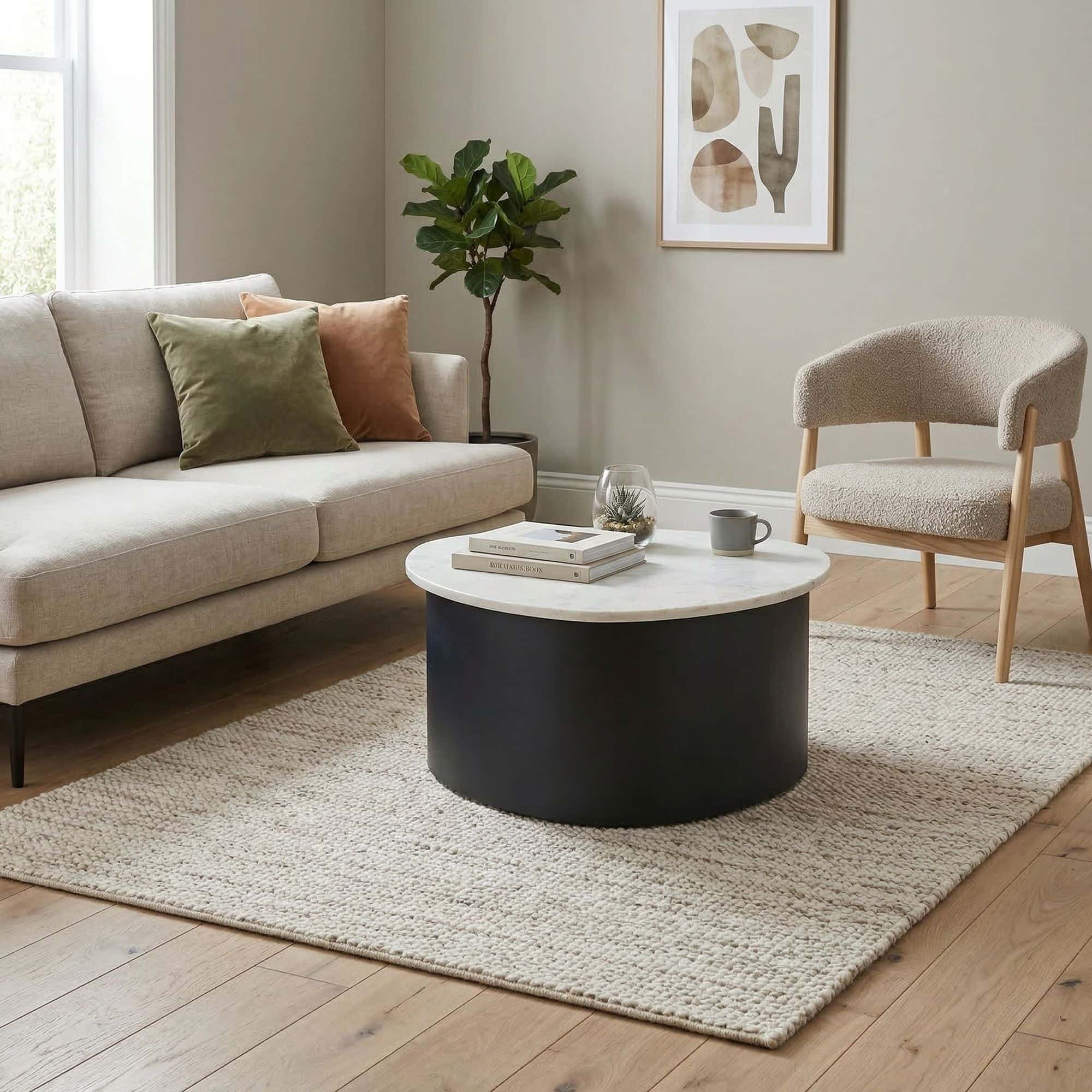 Couchtisch Schwarz 63cm mit weißer Marmor Tischplatte - Wohnzimmertisch Alu organische Form - Sofatisch Aluminium modern - Design Beistelltisch Metallgestell Handmade Couchtisch Schwarz 63cm mit weißer Marmor Tischplatte - Wohnzimmertisch Alu organische Form - Sofatisch Aluminium modern - Design Beistelltisch Metallgestell Handmade