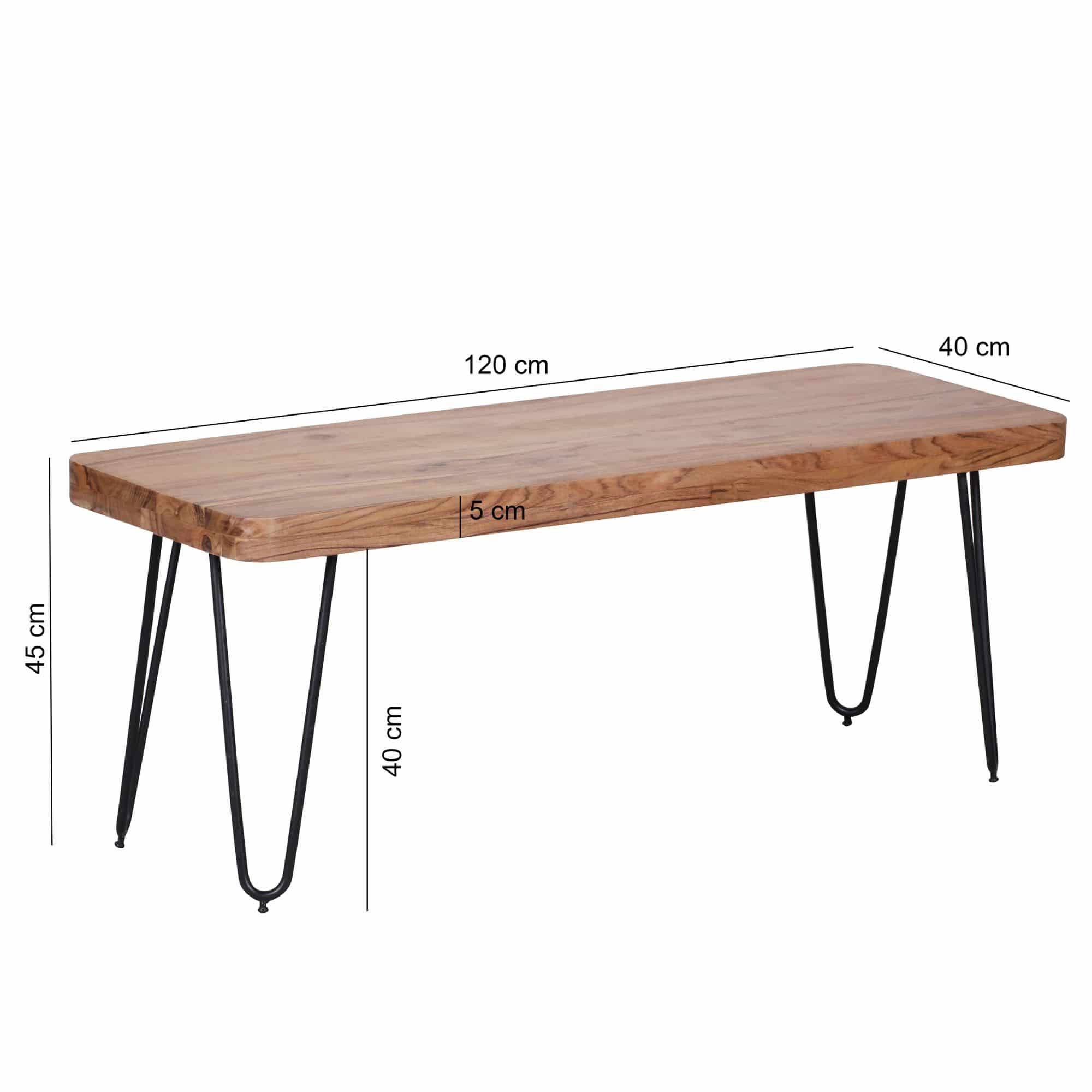 38509-WOHNLING-Esszimmer-Sitzbank-BAGLI-Massiv-Ho_2 Esszimmer Sitzbank BAGLI Massiv-Holz Akazie 120 x 45 x 40 cm Holz-Bank Natur-Produkt Küchenbank im Landhaus-Stil