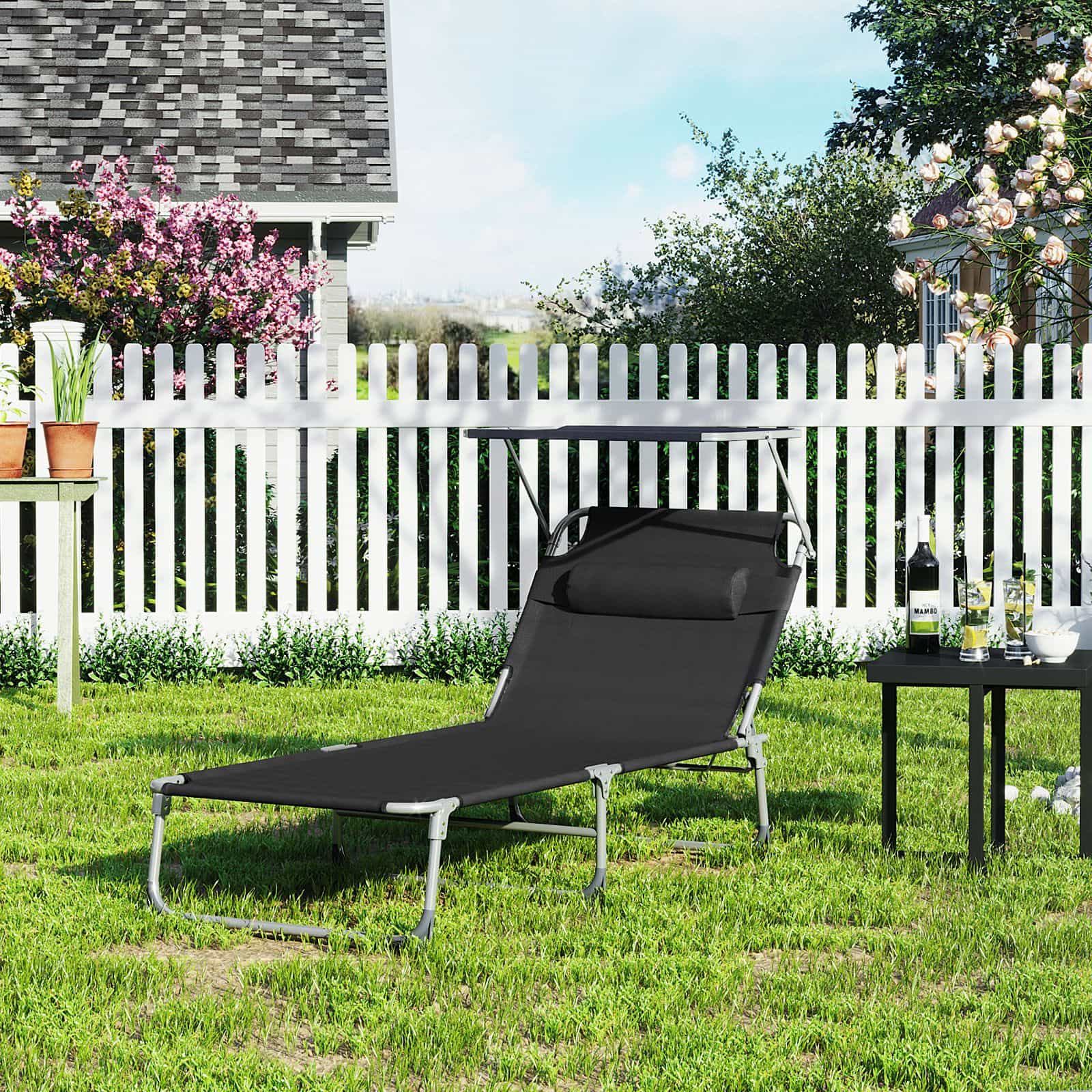 Gartenliege mit Blende Schwarz-B34GCB22BK Gartenliege mit Blende Schwarz-B34GCB22BK