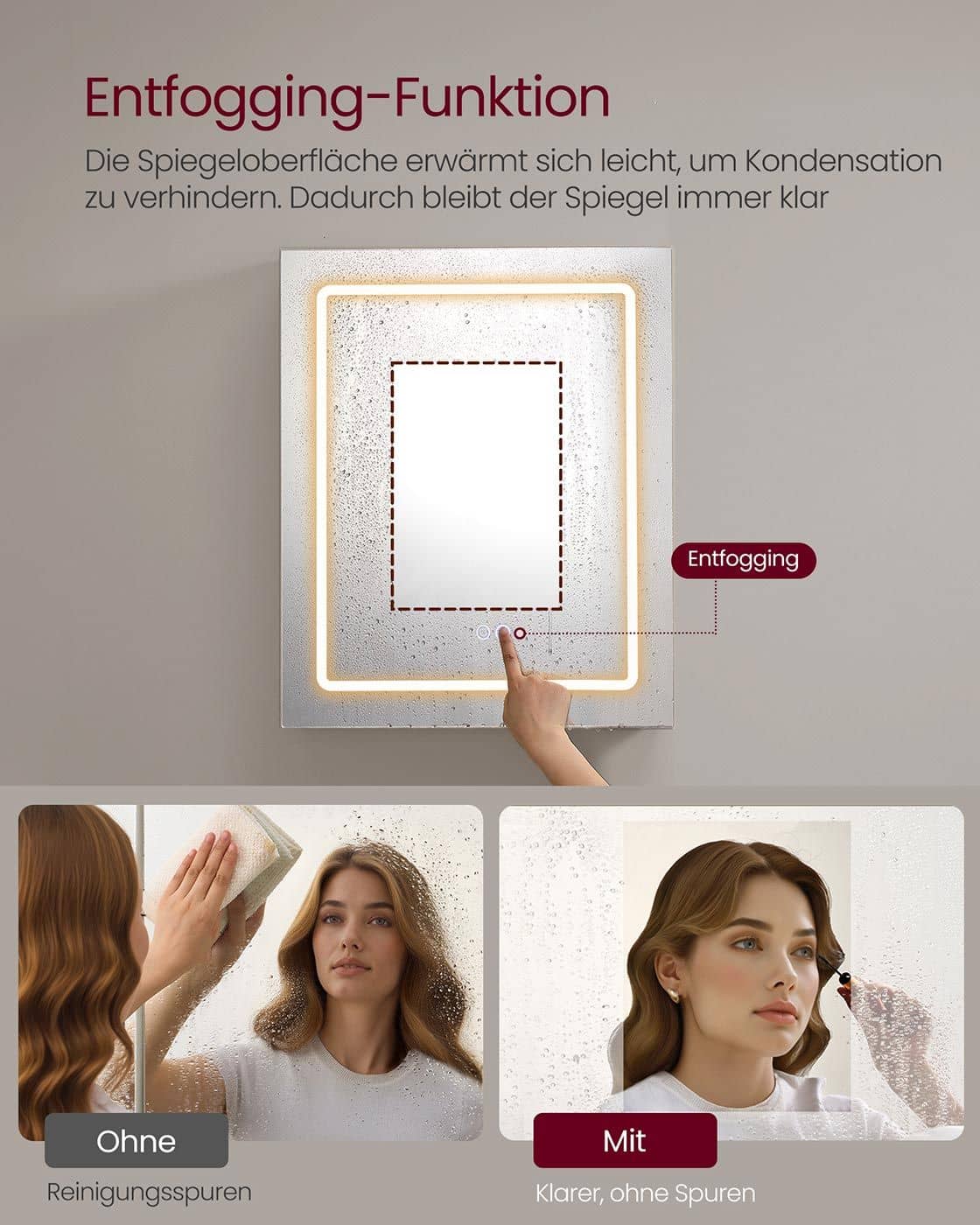 Spiegelschrank mit Beleuchtung und Steckdose Spiegelschrank mit Beleuchtung und Steckdose