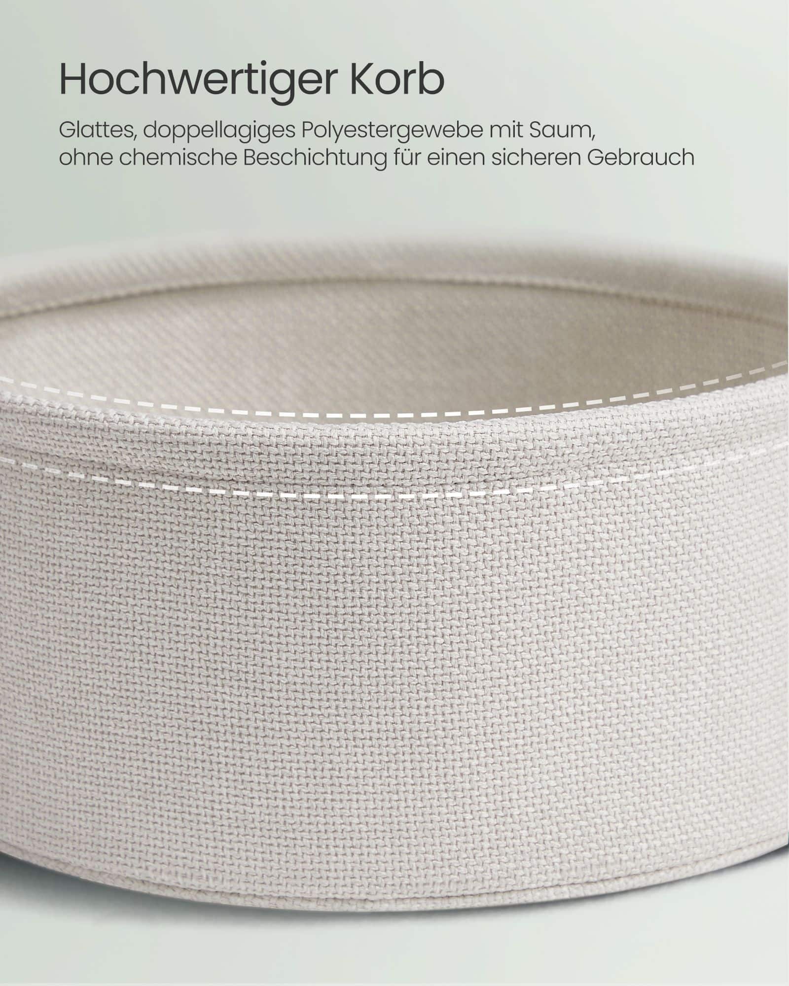 Beistelltisch rund mit Korb aus Stoff Beistelltisch rund mit Korb aus Stoff