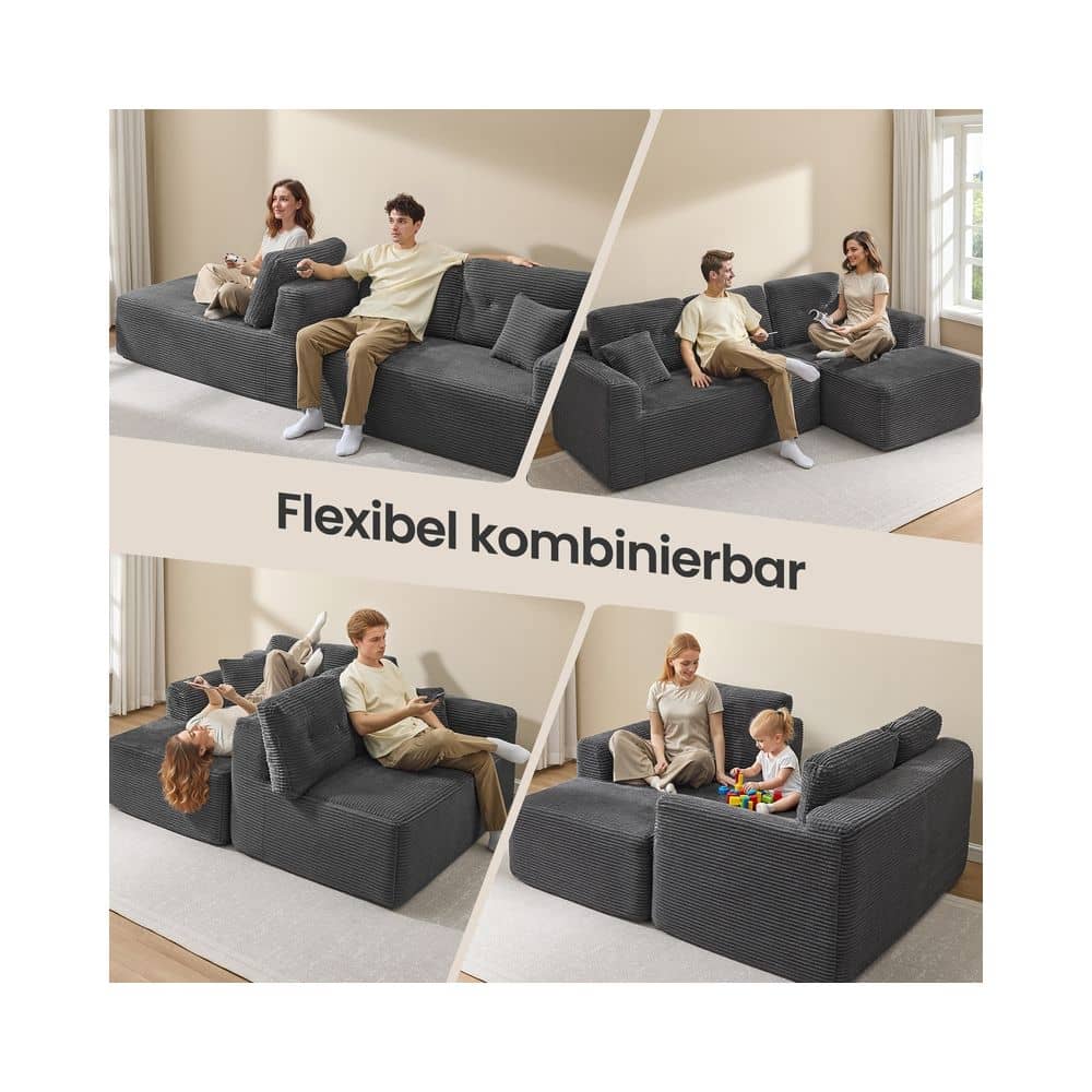 Modulares Ecksofa 244 cm mit großer Chaiselongue rechts schiefergrau Modulares Ecksofa 244 cm mit großer Chaiselongue rechts schiefergrau