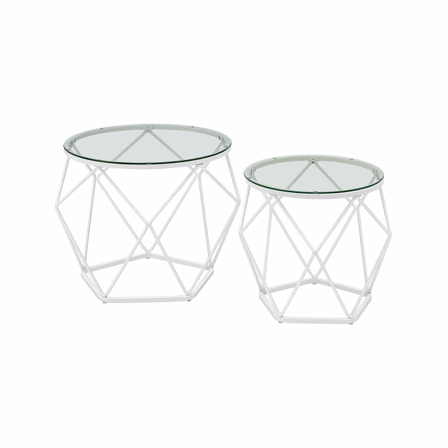 Wohnzimmertisch 2er Set modern transparent-wolkenweiß Wohnzimmertisch 2er Set modern transparent-wolkenweiß