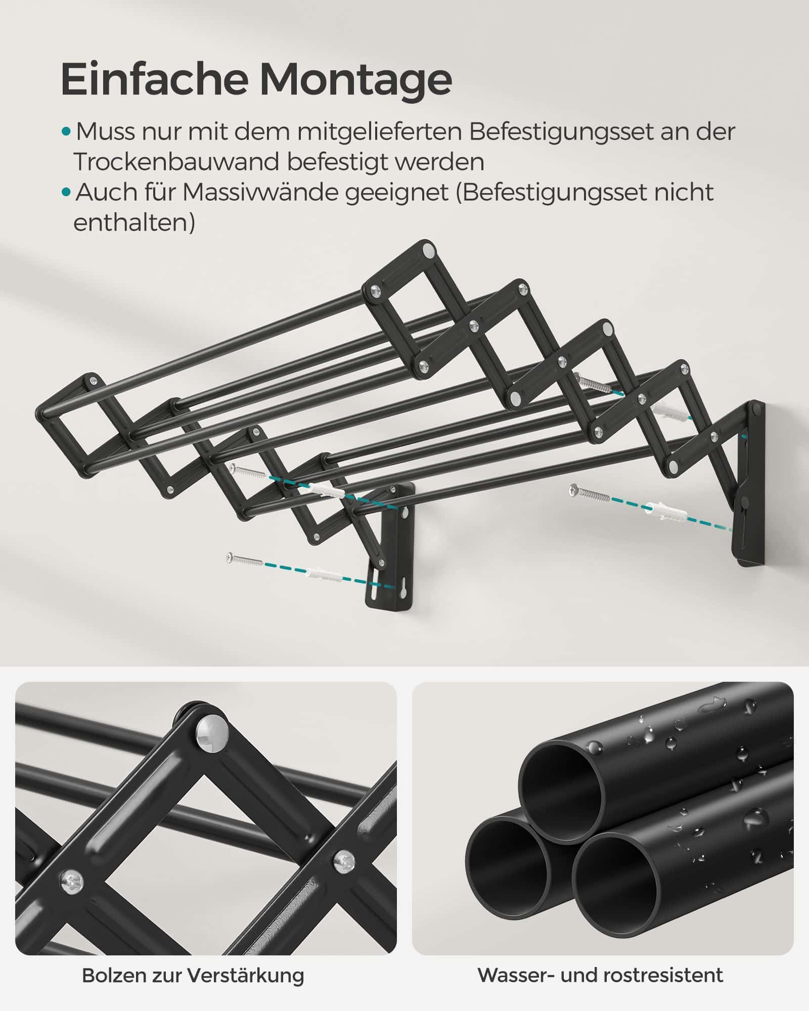 Wäschetrockner ausziehbar und einklappbar tintenschwarz Wäschetrockner ausziehbar und einklappbar tintenschwarz