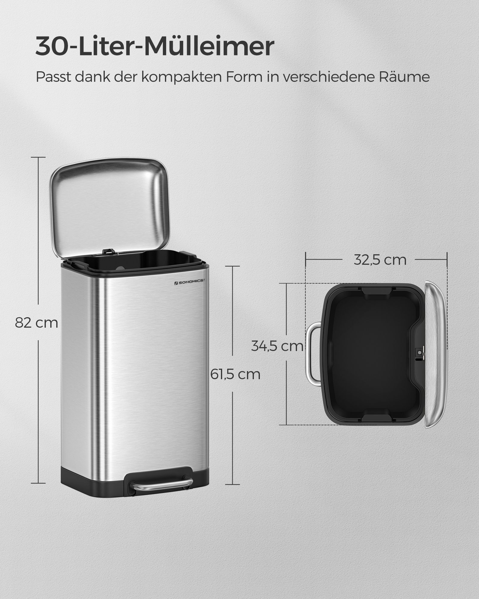 Mülleimer 30 L Edelstahl-LTB01L Mülleimer 30 L Edelstahl-LTB01L