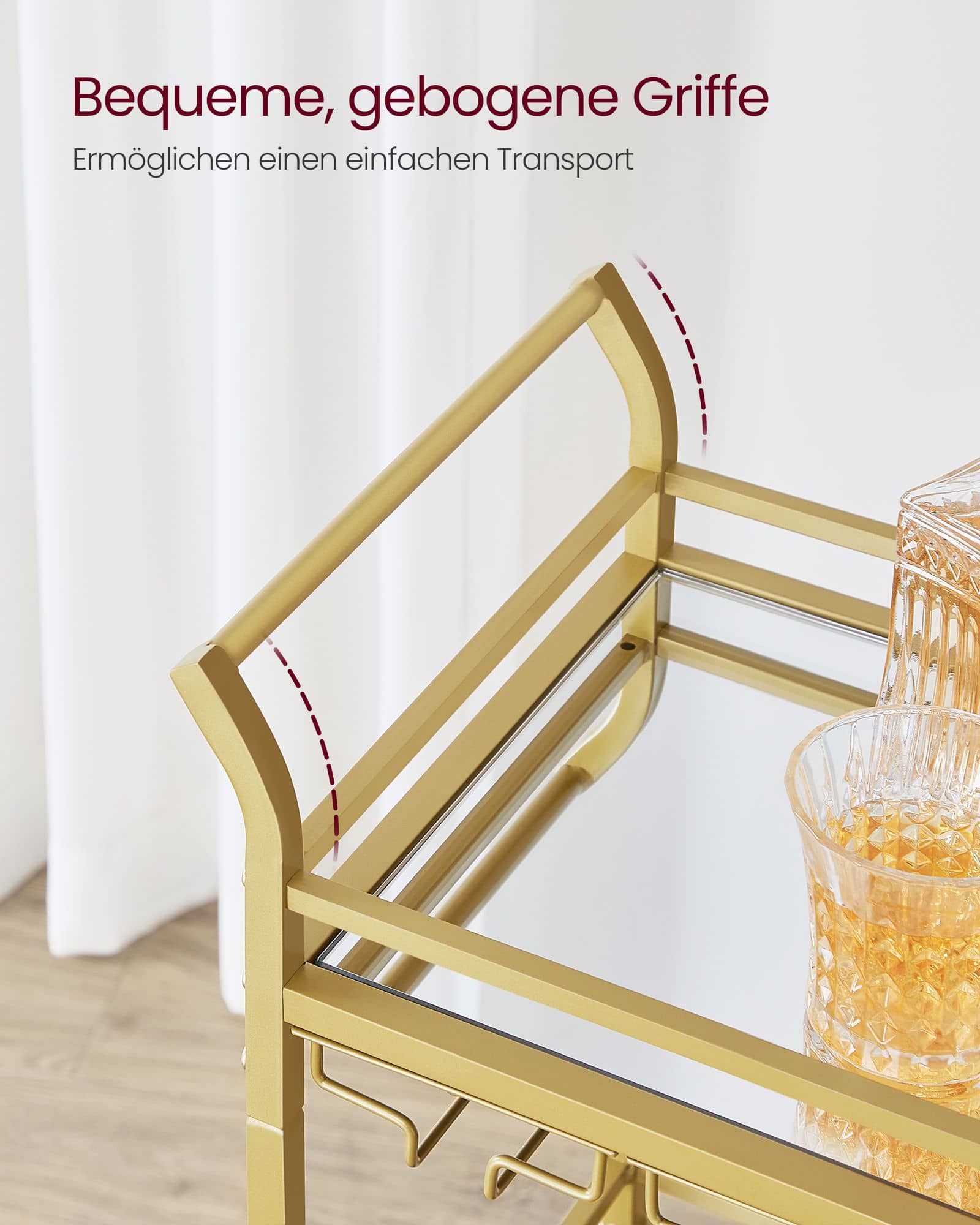 Servierwagen 3 Ebenen mit Rollen goldfarben Servierwagen 3 Ebenen mit Rollen goldfarben