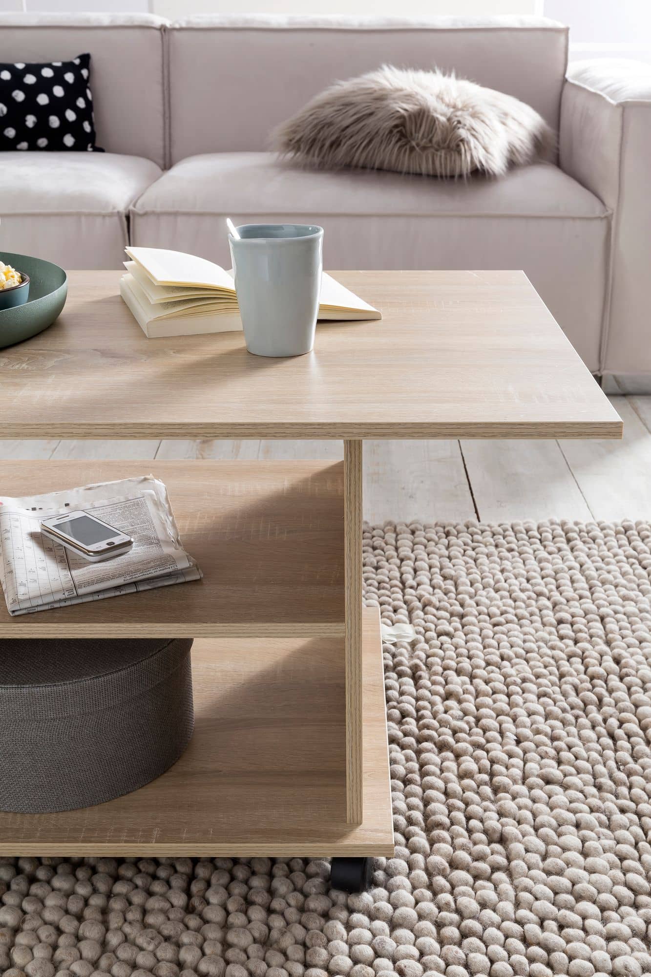 47542-WOHNLING-Couchtisch-MOVE-Sonoma-WL5-739-WL5_5 Design Couchtisch WL5.739 95 x 51 x 54,5 cm Sonoma Drehbar mit Rollen