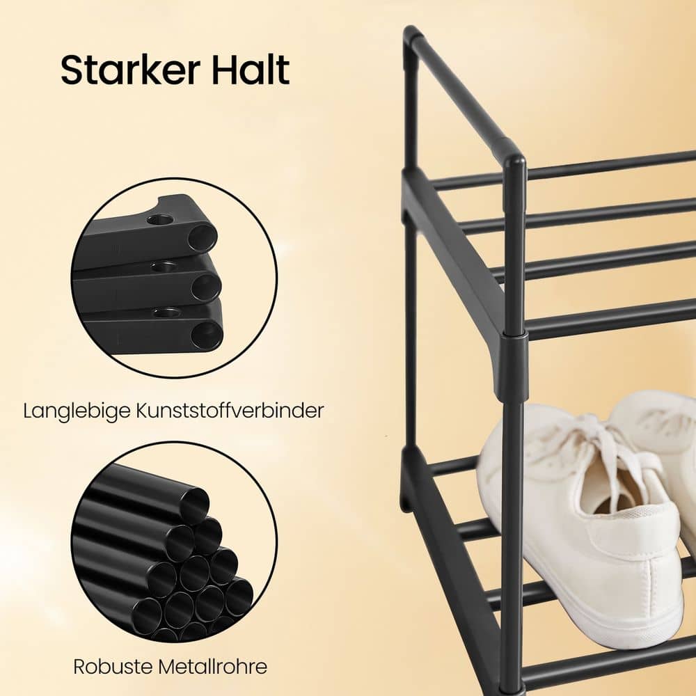 Schuhregal mit 3 Ebenen, Schuhständer aus Metall, Schuhaufbewahrung Schuhregal mit 3 Ebenen, Schuhständer aus Metall, Schuhaufbewahrung