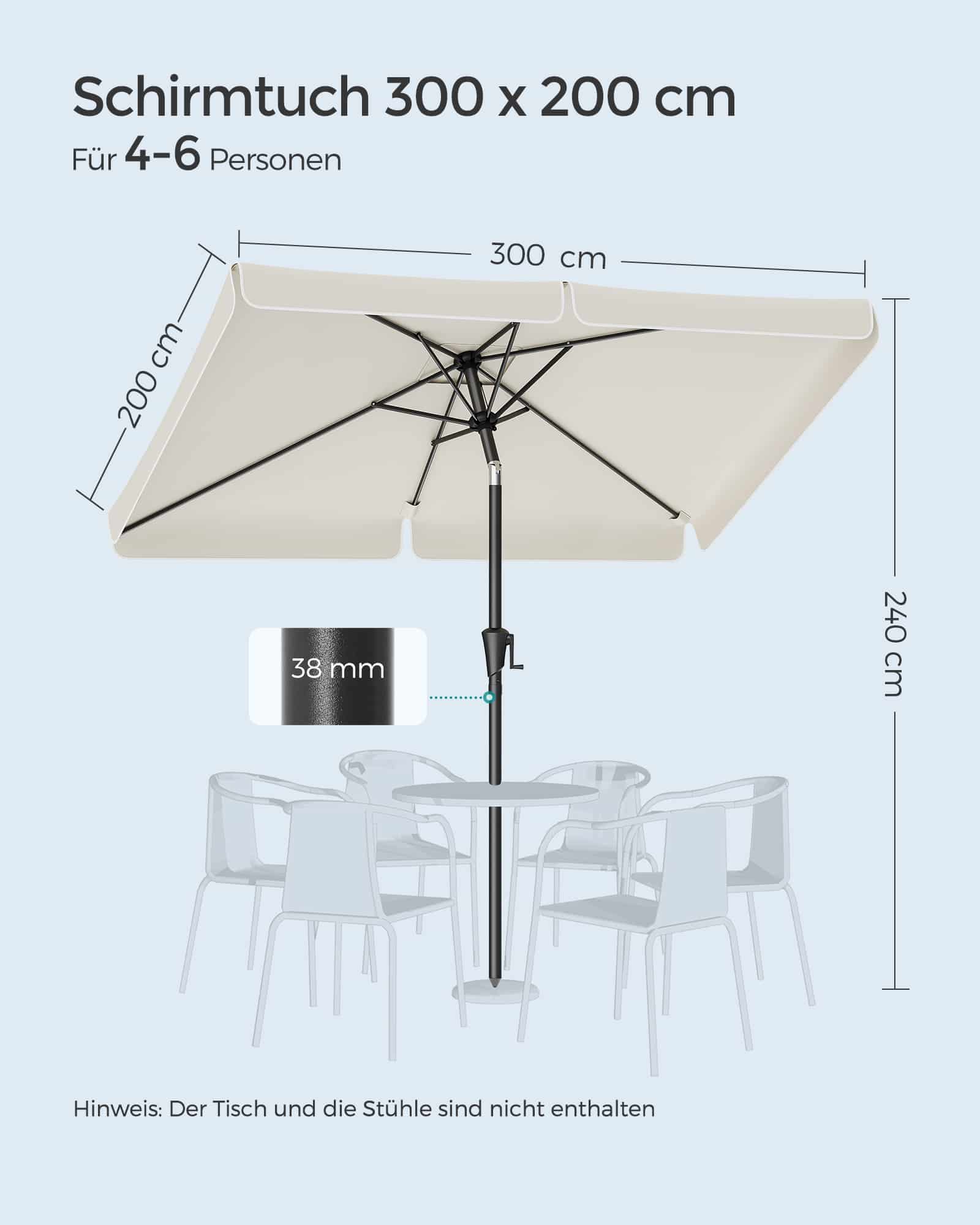 Balkonschirm rechteckig ohne Ständer beige