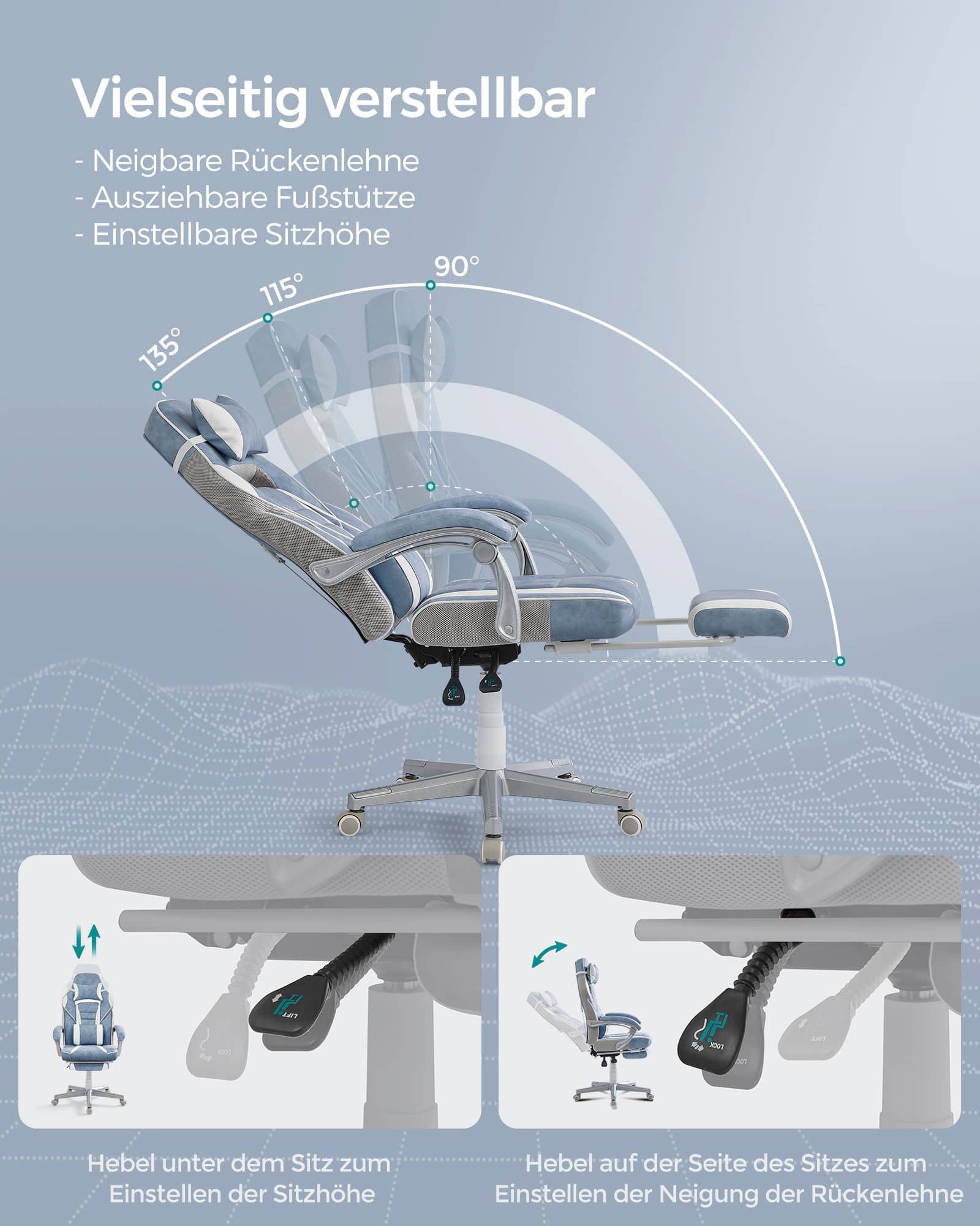 Gamingstuhl mit neigbaren Rückenlehnen und Kopfkissen-OBG073Q01 Gamingstuhl mit neigbaren Rückenlehnen und Kopfkissen-OBG073Q01