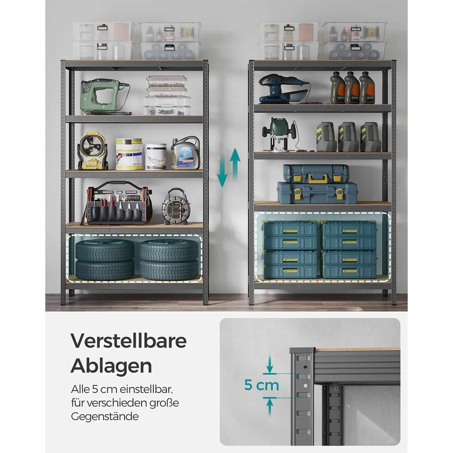 2er Set Kellerregal 200 cm hoch grau