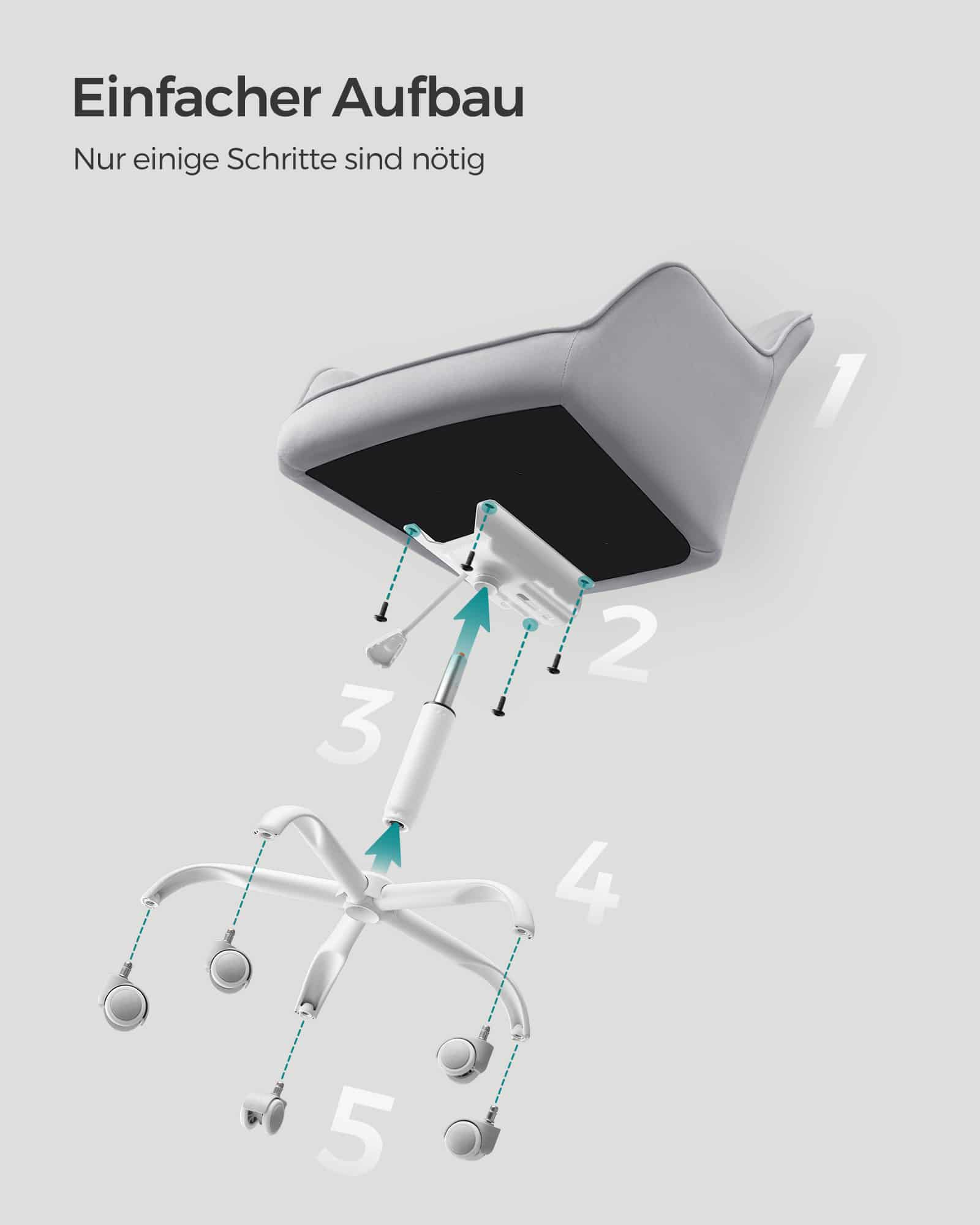 Bürostuhl mit Samtbezug höhenverstellbar und taubengrau Bürostuhl mit Samtbezug höhenverstellbar und taubengrau