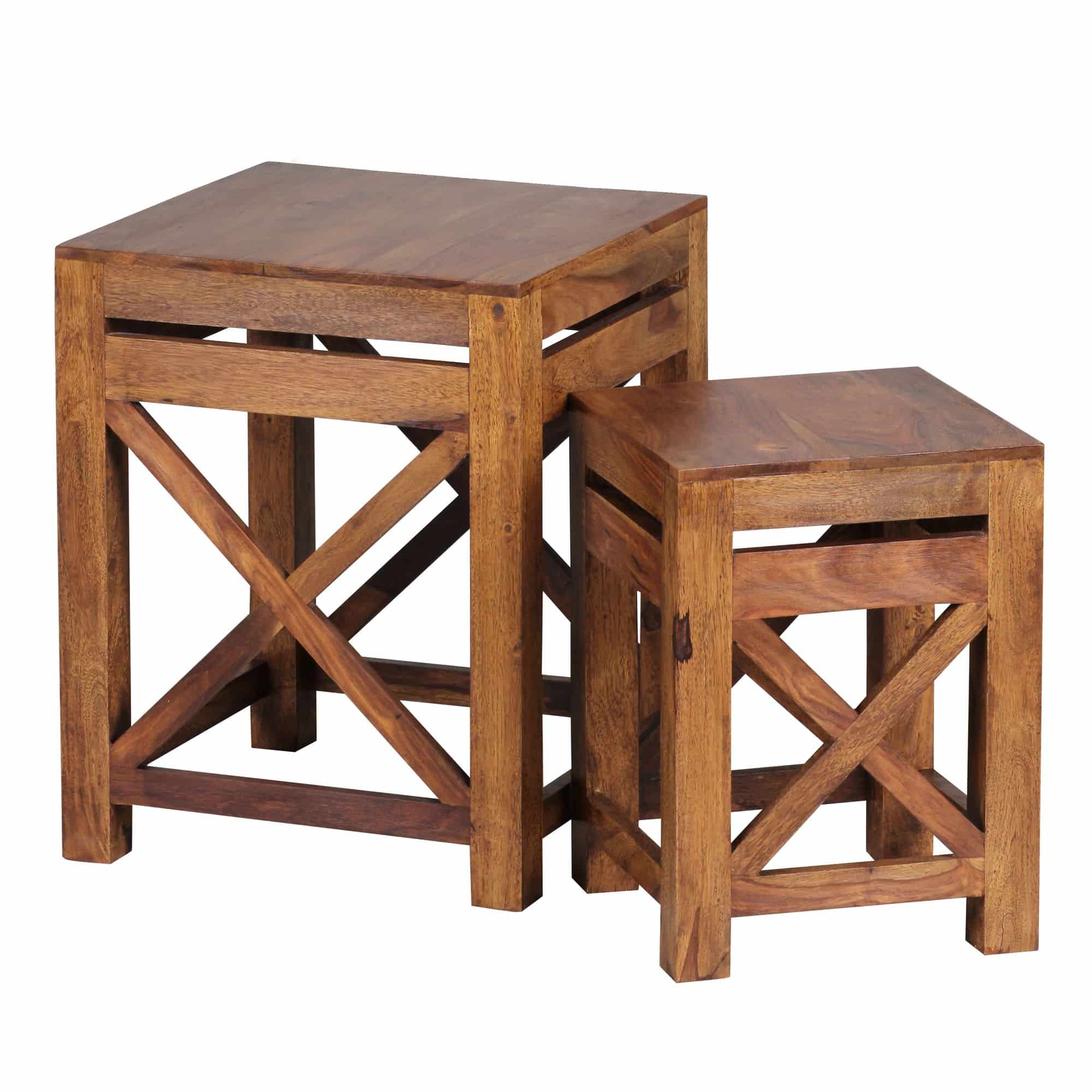 2er Set Beistelltisch PALI Massiv-Holz Sheesham Wohnzimmer-Tisch Design dunkel-braun Landhaus-Stil Couchtisch 2er Set Beistelltisch PALI Massiv-Holz Sheesham Wohnzimmer-Tisch Design dunkel-braun Landhaus-Stil Couchtisch