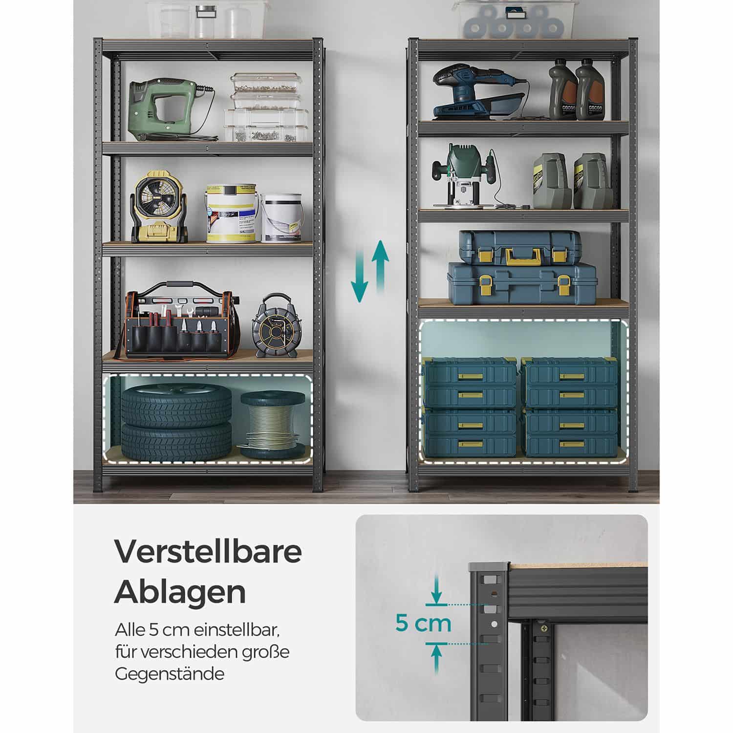 2er Set Lagerregal 200 cm hoch grau-B34GLR050G02 2er Set Lagerregal 200 cm hoch grau-B34GLR050G02