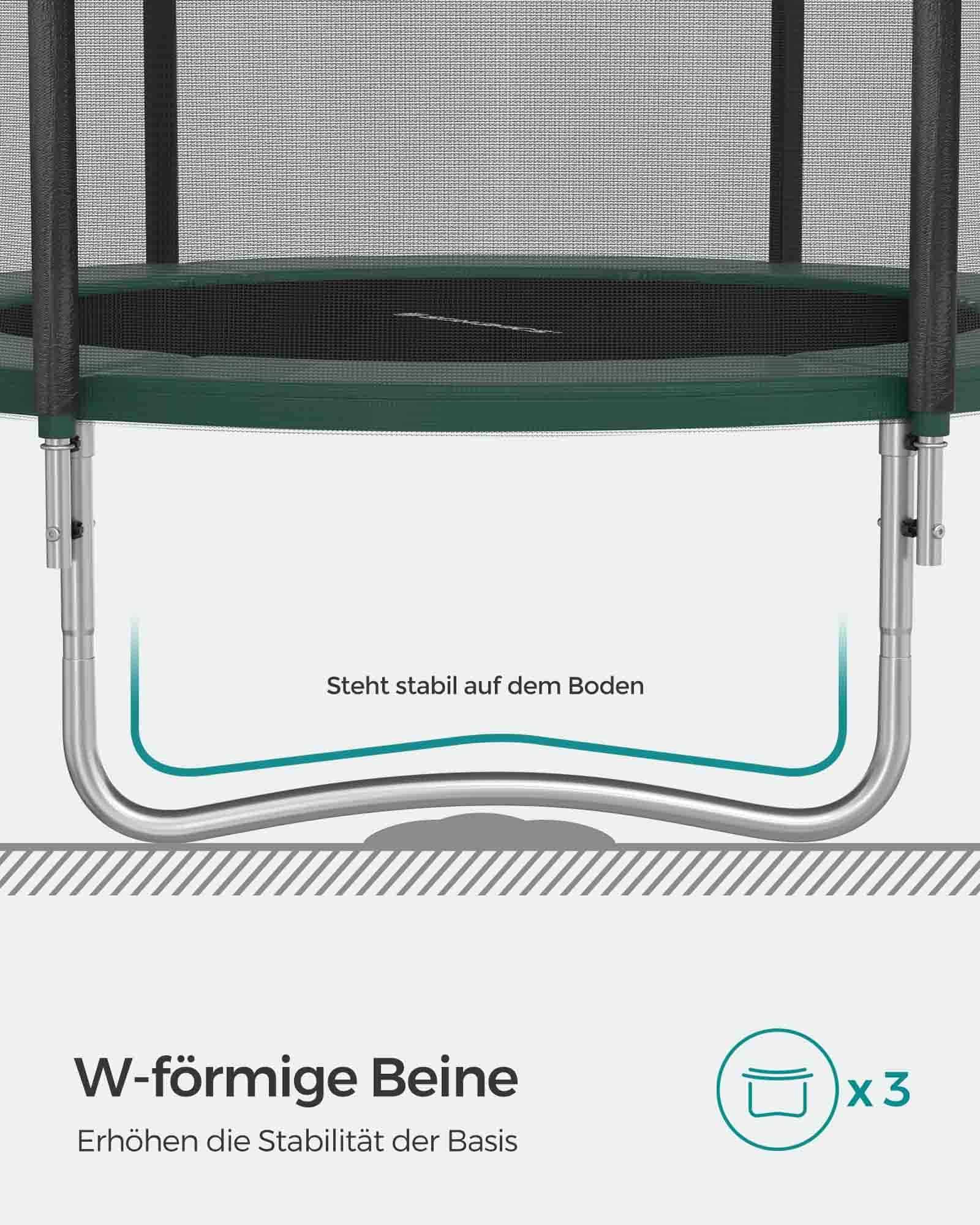 Trampolin Ø 244 cm mit Netz für Garten dunkelgrün-STR081C01 Trampolin Ø 244 cm mit Netz für Garten dunkelgrün-STR081C01