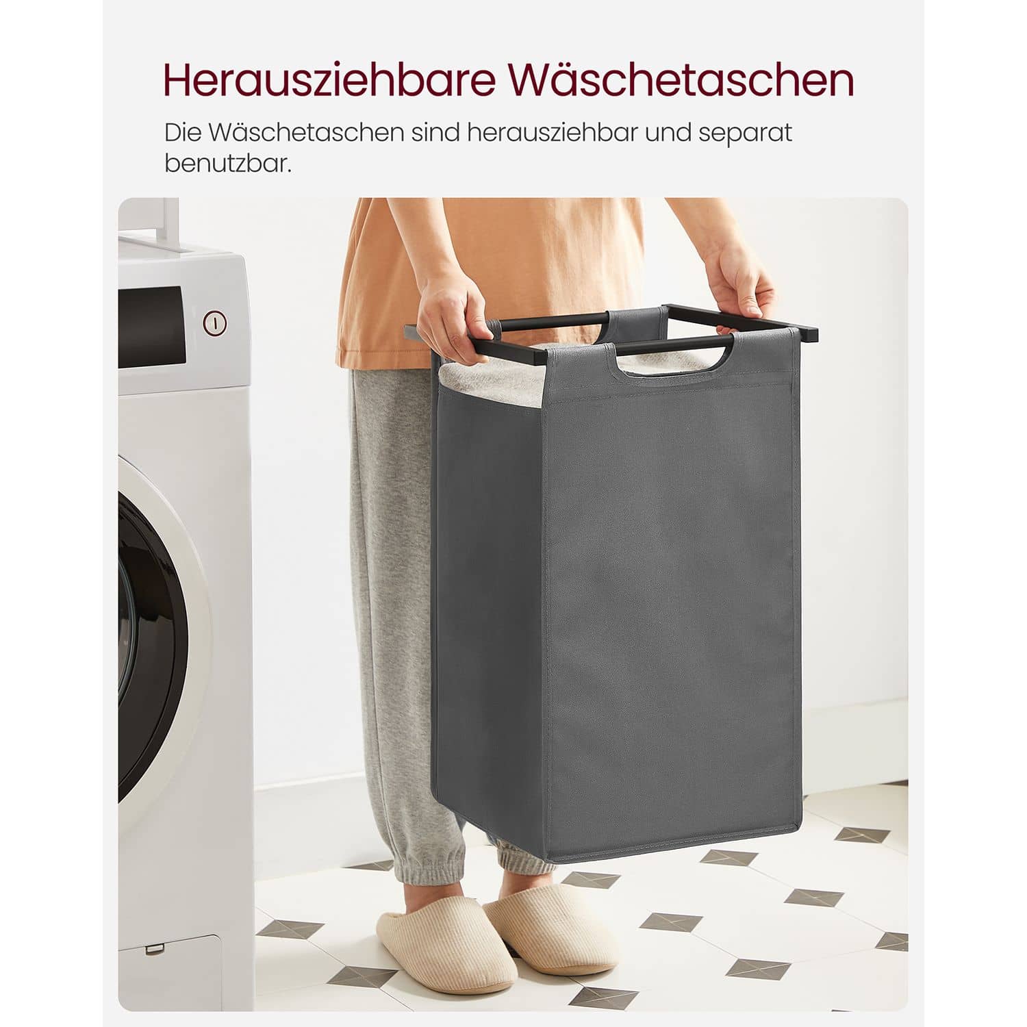 Wäschekorb mit 2 Fächern-B34BLH201G01 Wäschekorb mit 2 Fächern-B34BLH201G01