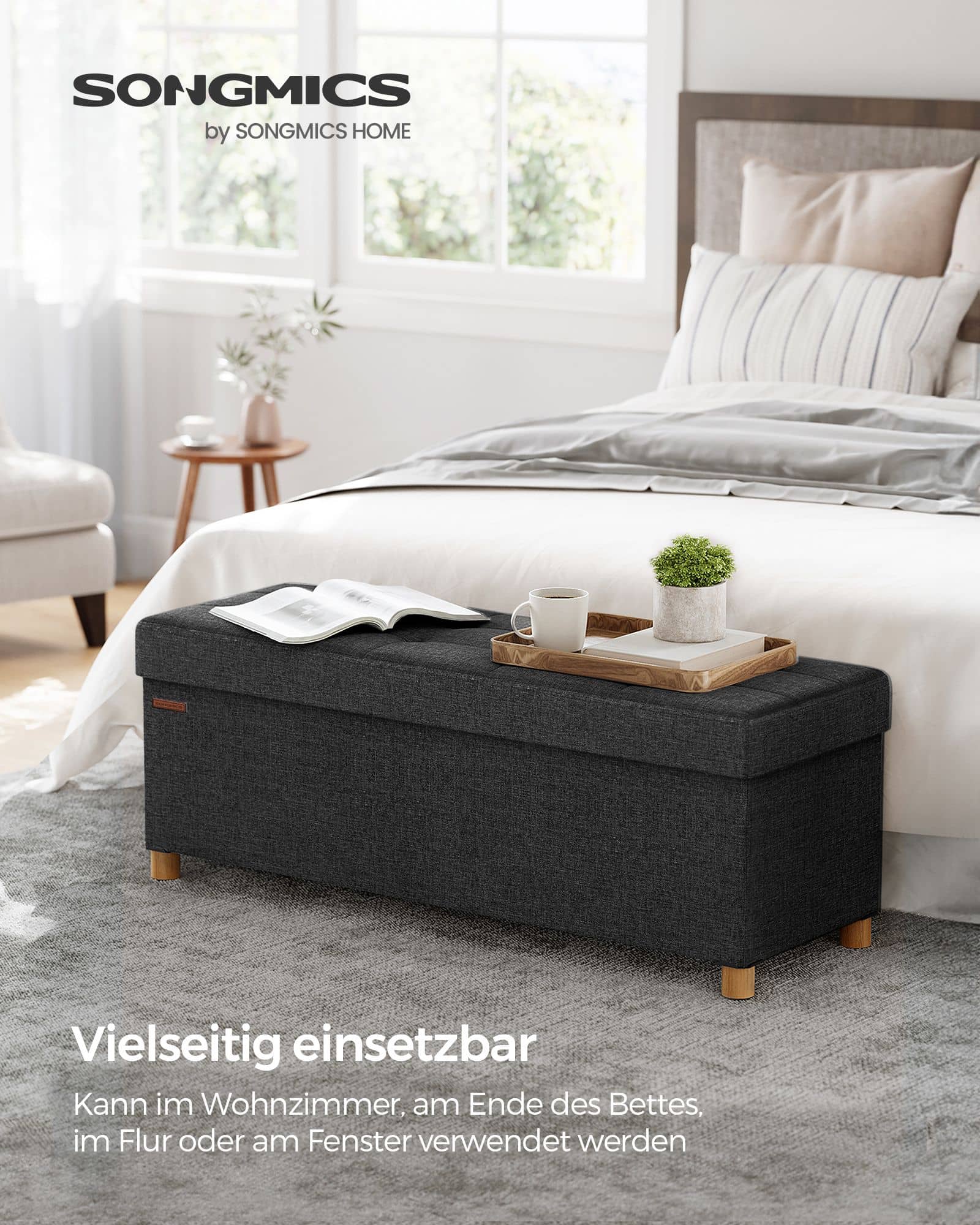 Sitzbank mit Stauraum klappbar tintenschwarz-LSF018B11 Sitzbank mit Stauraum klappbar tintenschwarz-LSF018B11