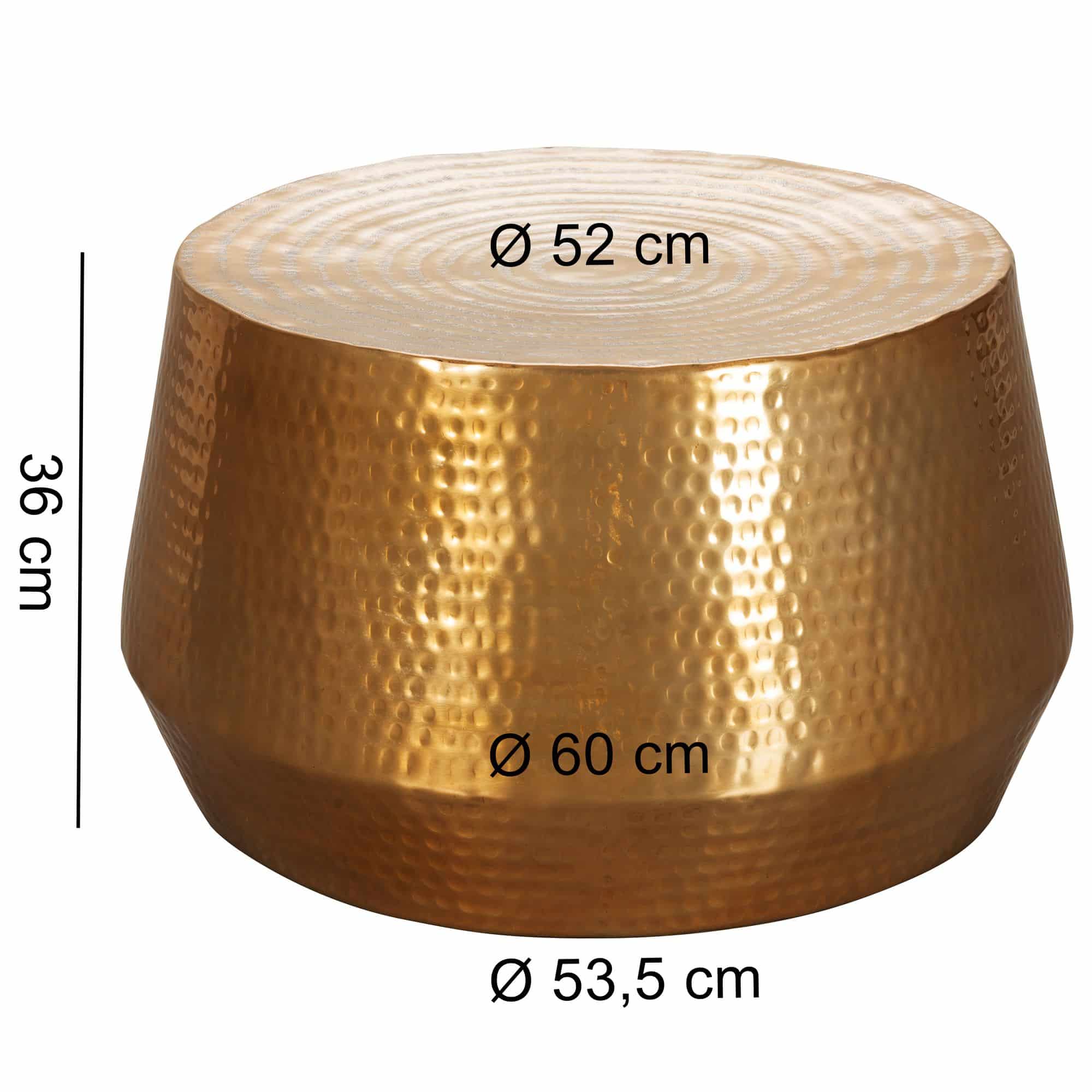 46304-WOHNLING-Couchtisch-MAHESH-60x36x60-cm-Alumin Couchtisch 60x36x60 cm Aluminium Beistelltisch Gold Orientalisch Rund