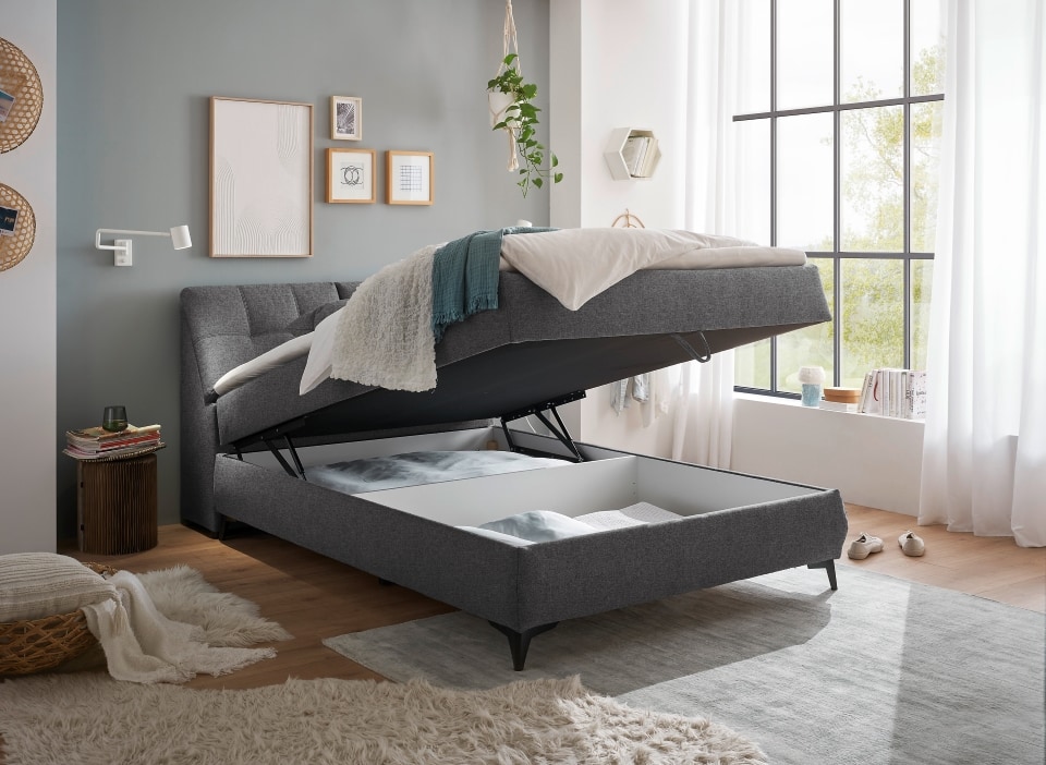 Atlantis-140_Lumos-13-anthrazit_Milieu_BK Edles Dunkelgrau: Boxbett Atlantis für zeitloses Design