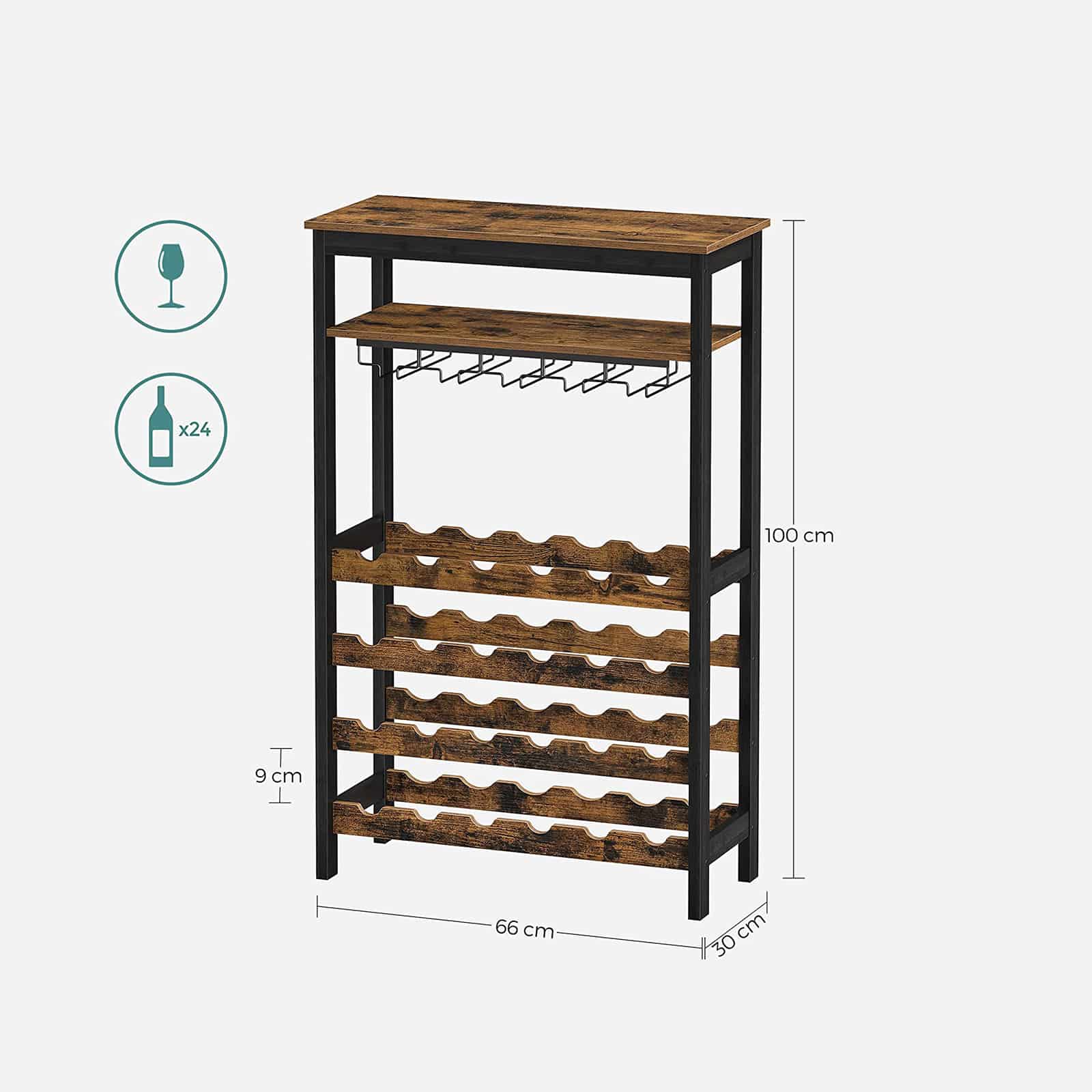 Industrie-Design Weinregal mit Glashaltern-KWR028B01 Industrie-Design Weinregal mit Glashaltern-KWR028B01