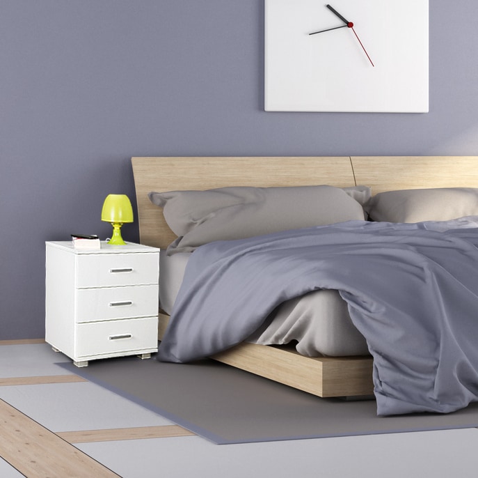 44678-WOHNLING-Nachtkonsole-NINA-Holz-Nachttisch-mo Nachtkonsole LATINA Holz Nachttisch modern mit 3 Schubladen weiss